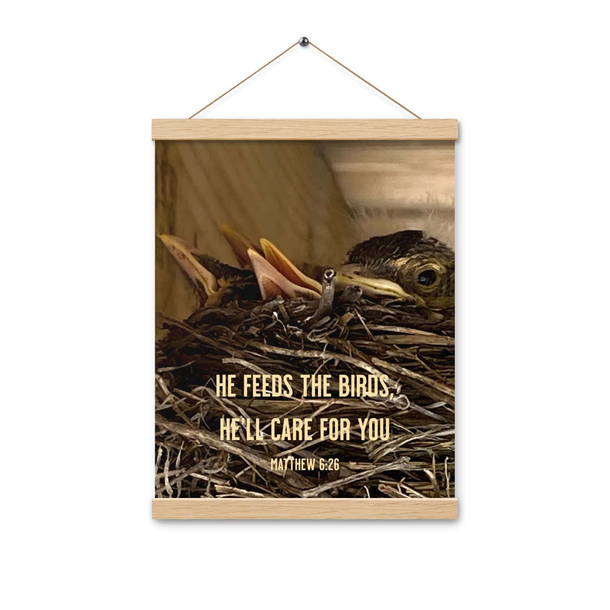Matthew 6:26 Baby Robins, He'll Care for You Enhanced Matte Paper Poster With Hanger Wall Art