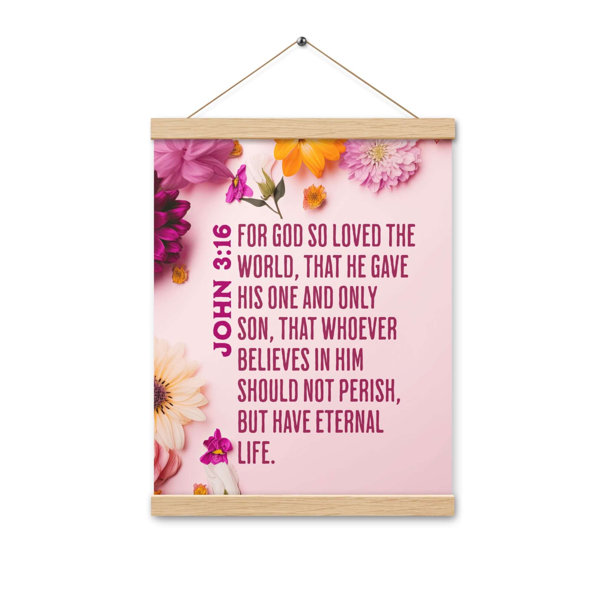 John 3:16 Bible Verse, For God So Loved Enhanced Matte Paper Poster With Hanger Wall Art