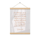Revelation 21:4 Bible Verse, He will wipe Enhanced Matte Paper Poster With Hanger Wall Art
