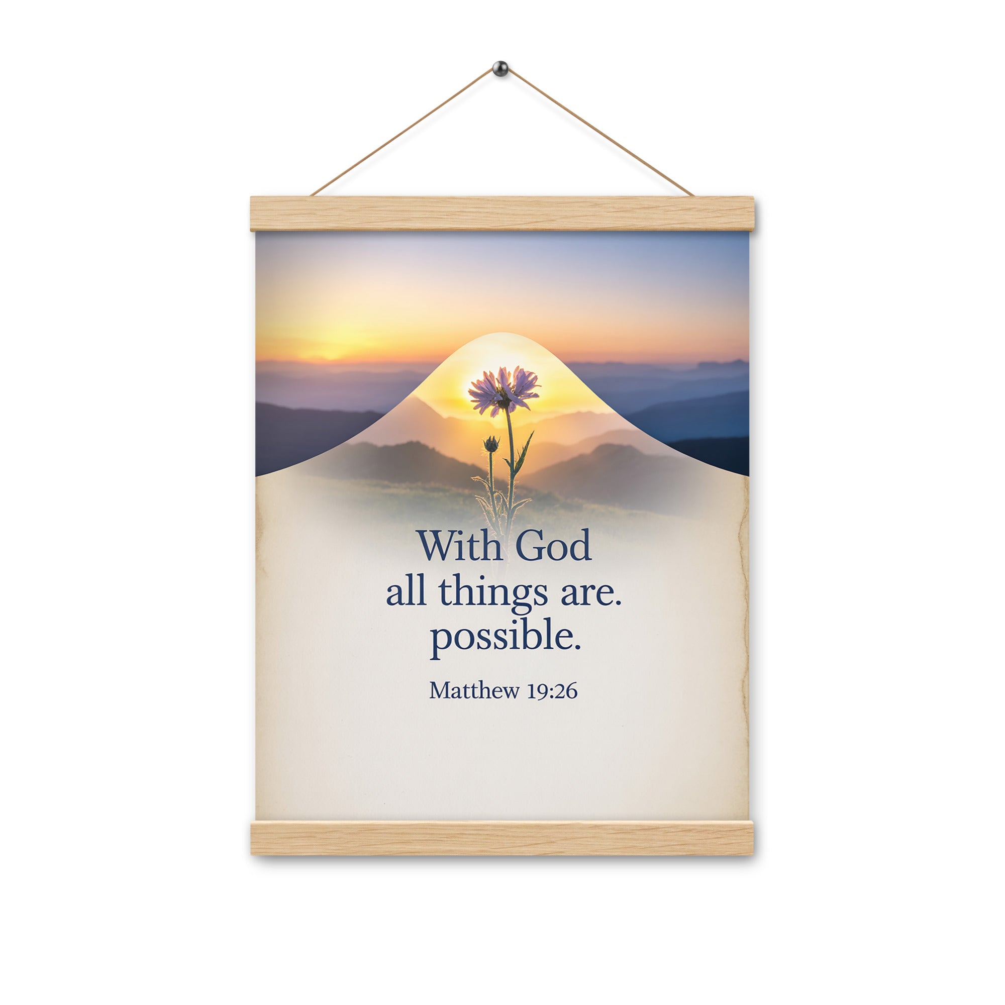 Matthew 19:26 Bible Verse at them Enhanced Matte Paper Poster With Hanger