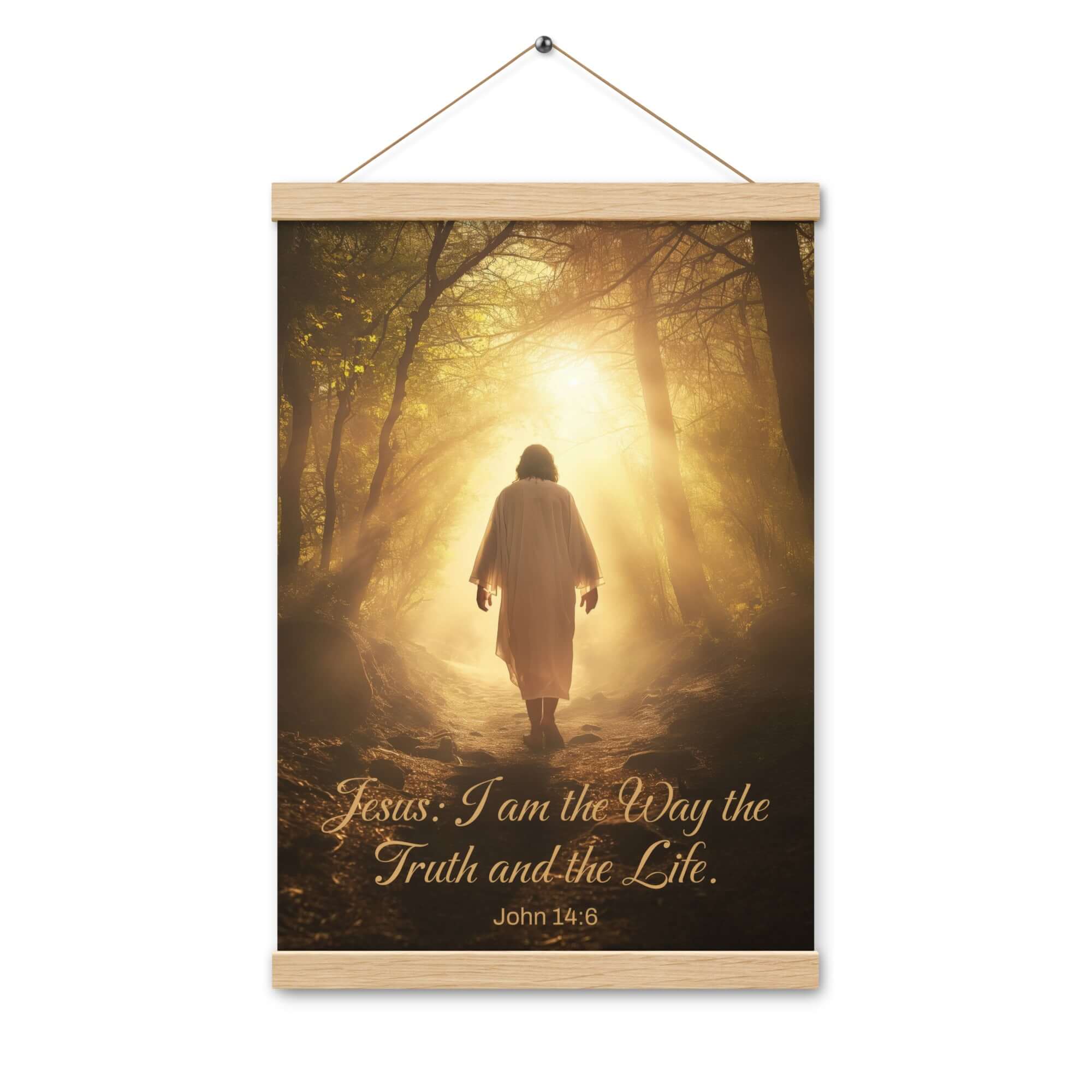 John 14:6 Bible Verse, Forest Image Enhanced Matte Paper Poster With Hanger Wall Art
