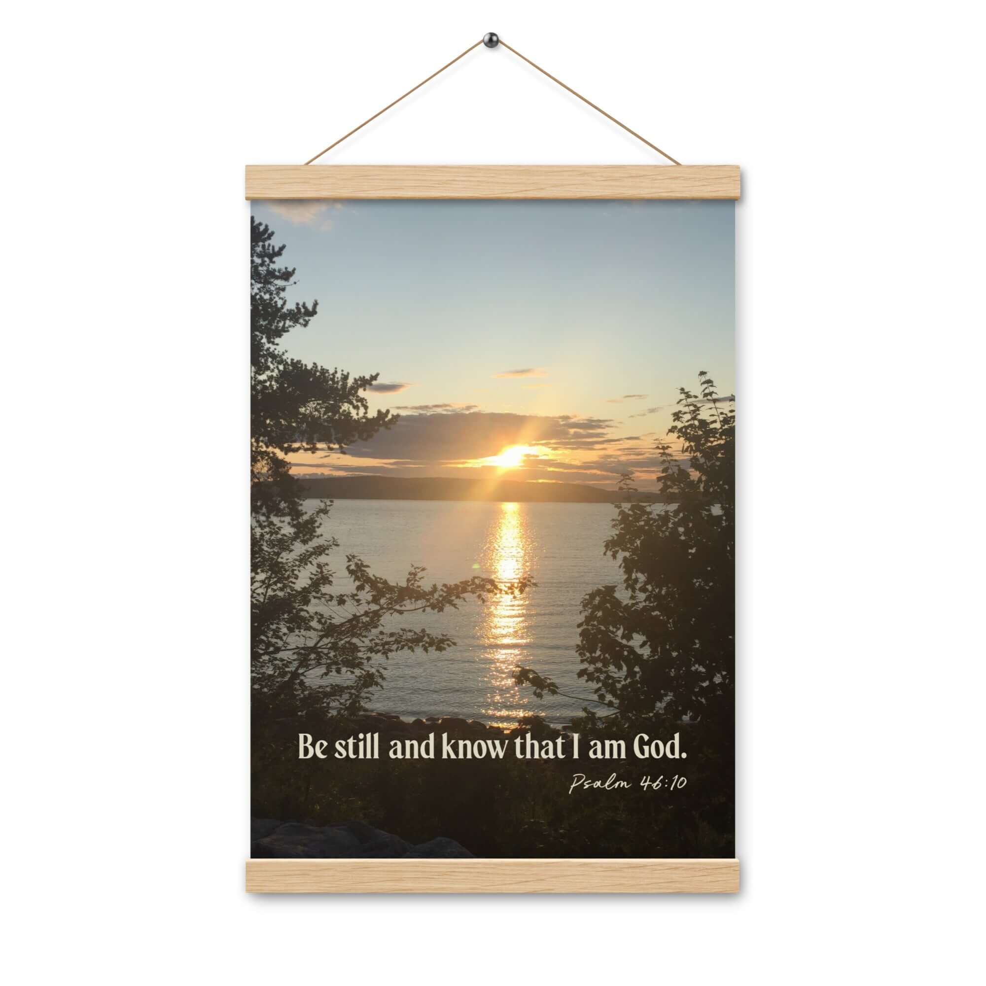 Psalm 46:10 Bible Verse, Sunset Glory Enhanced Matte Paper Poster With Hanger Wall Art