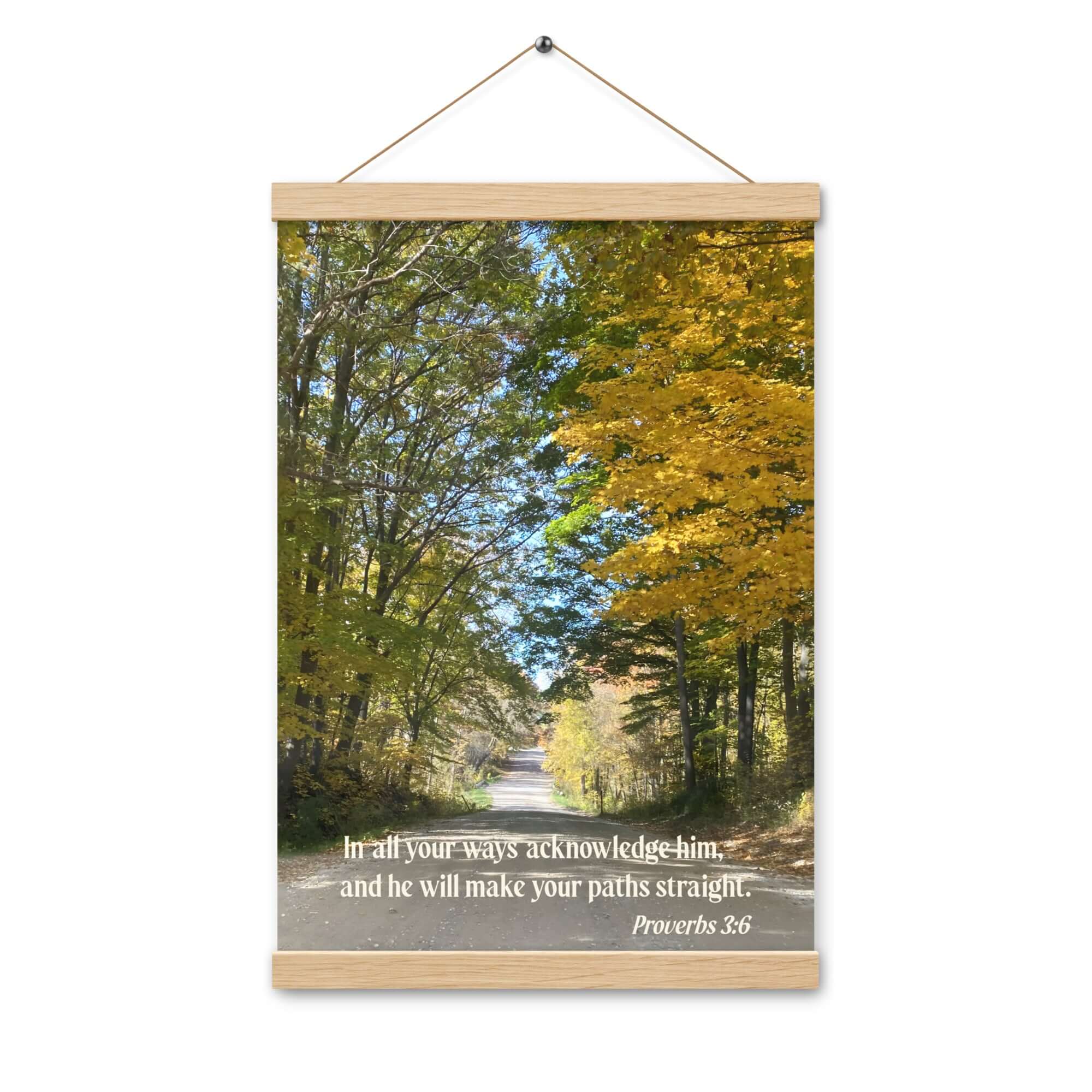 Proverbs 3:6 Bible Verse, Fall Road Enhanced Matte Paper Poster With Hanger Wall Art