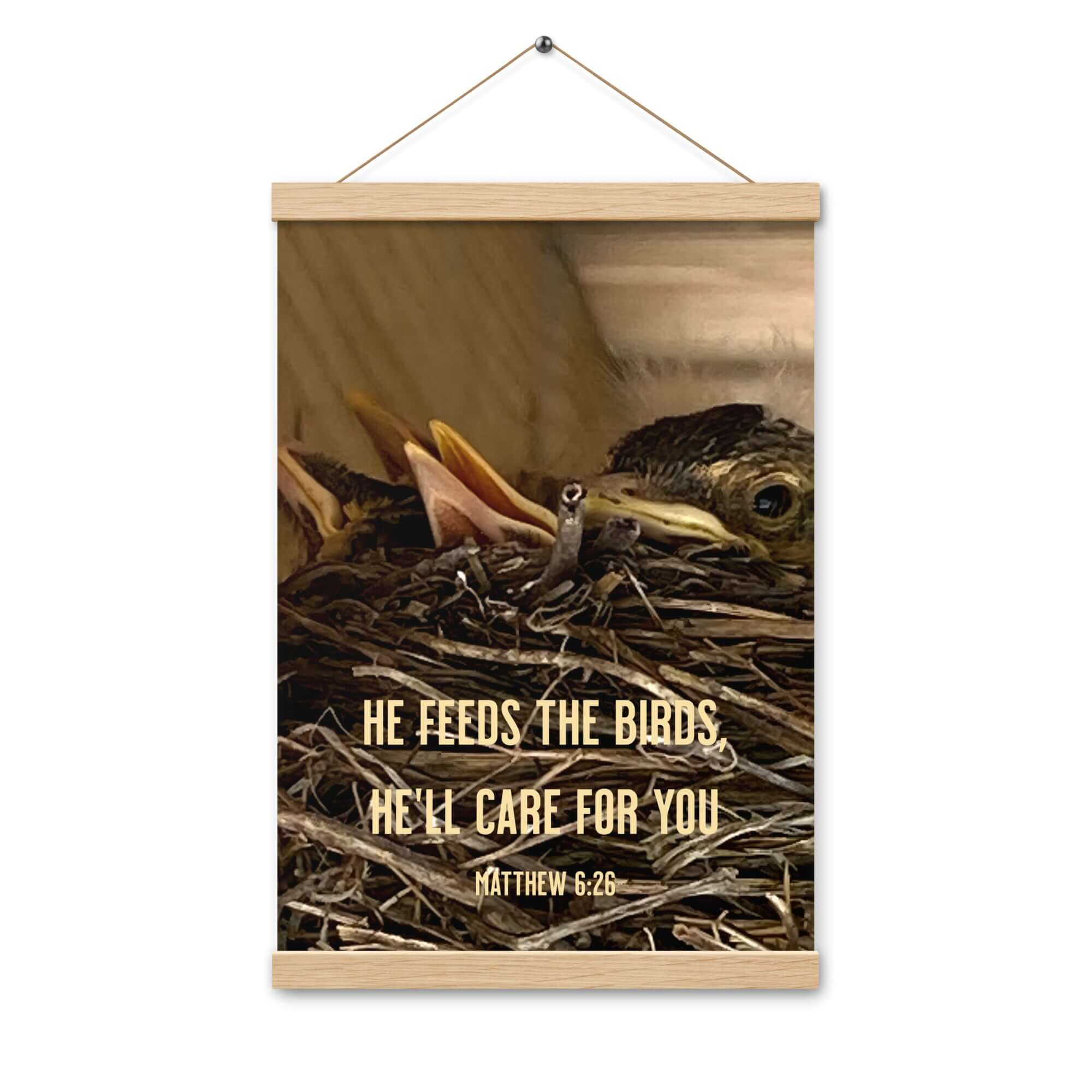 Matthew 6:26 Baby Robins, He'll Care for You Enhanced Matte Paper Poster With Hanger Wall Art