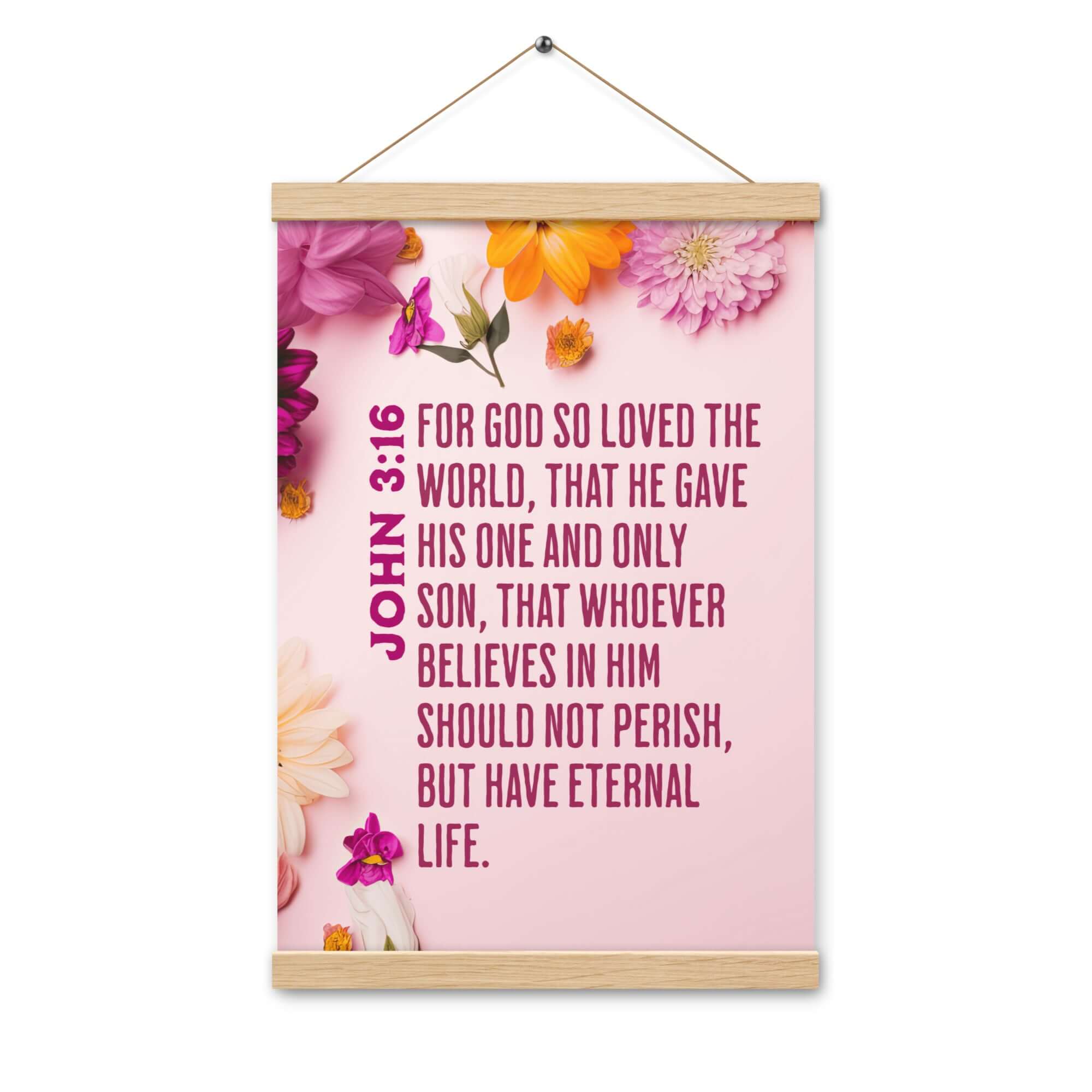 John 3:16 Bible Verse, For God So Loved Enhanced Matte Paper Poster With Hanger Wall Art