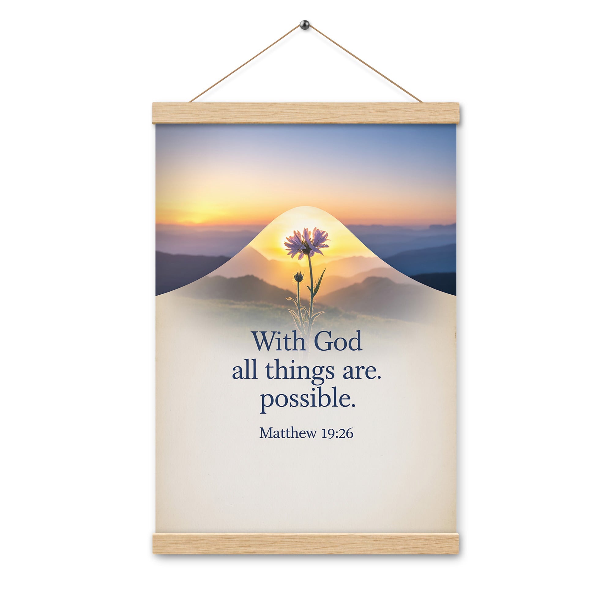 Matthew 19:26 Bible Verse at them Enhanced Matte Paper Poster With Hanger