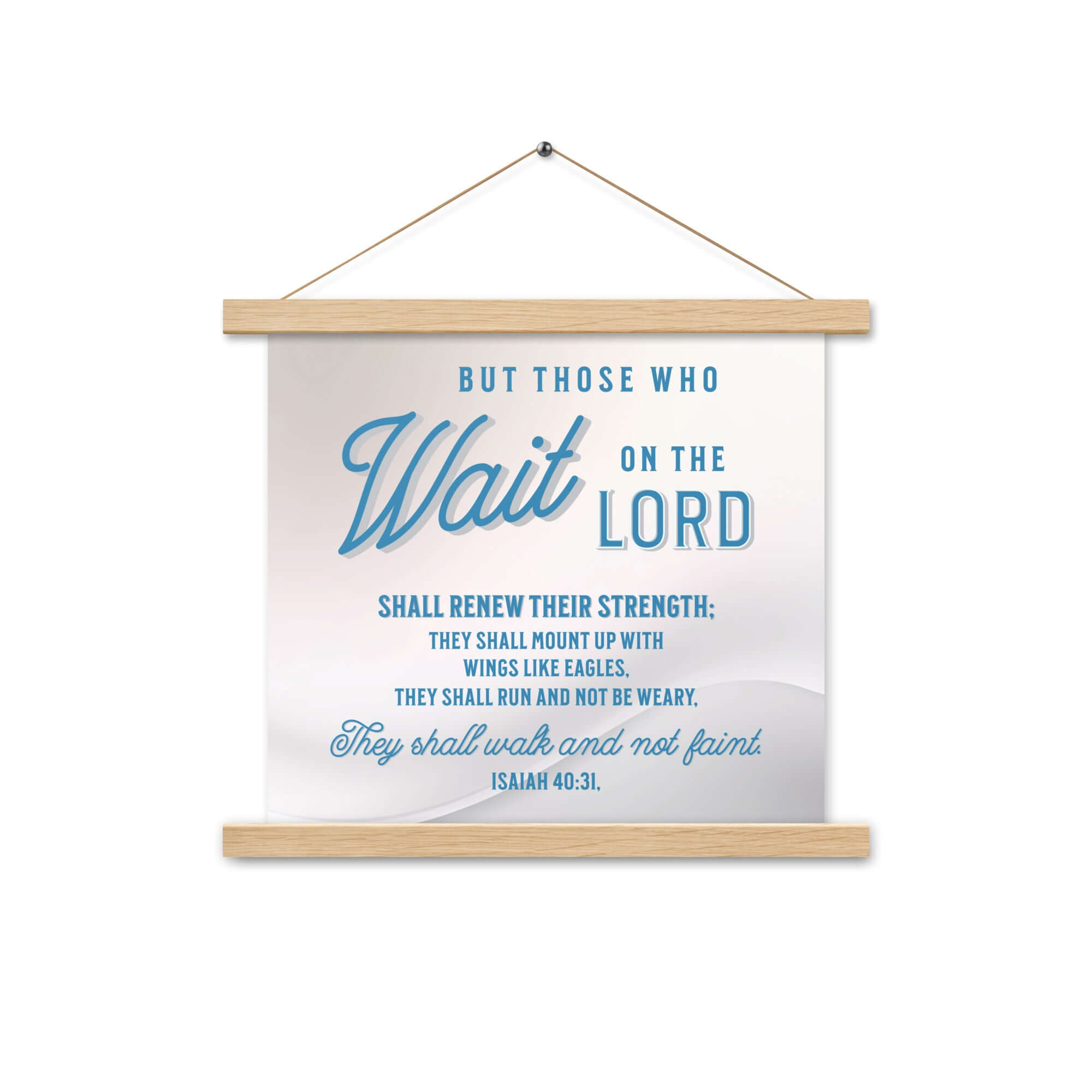 Isaiah 40:31 Bible Verse, Wings like Eagles Enhanced Matte Paper Poster With Hanger Wall Art Oak 14″×14″
