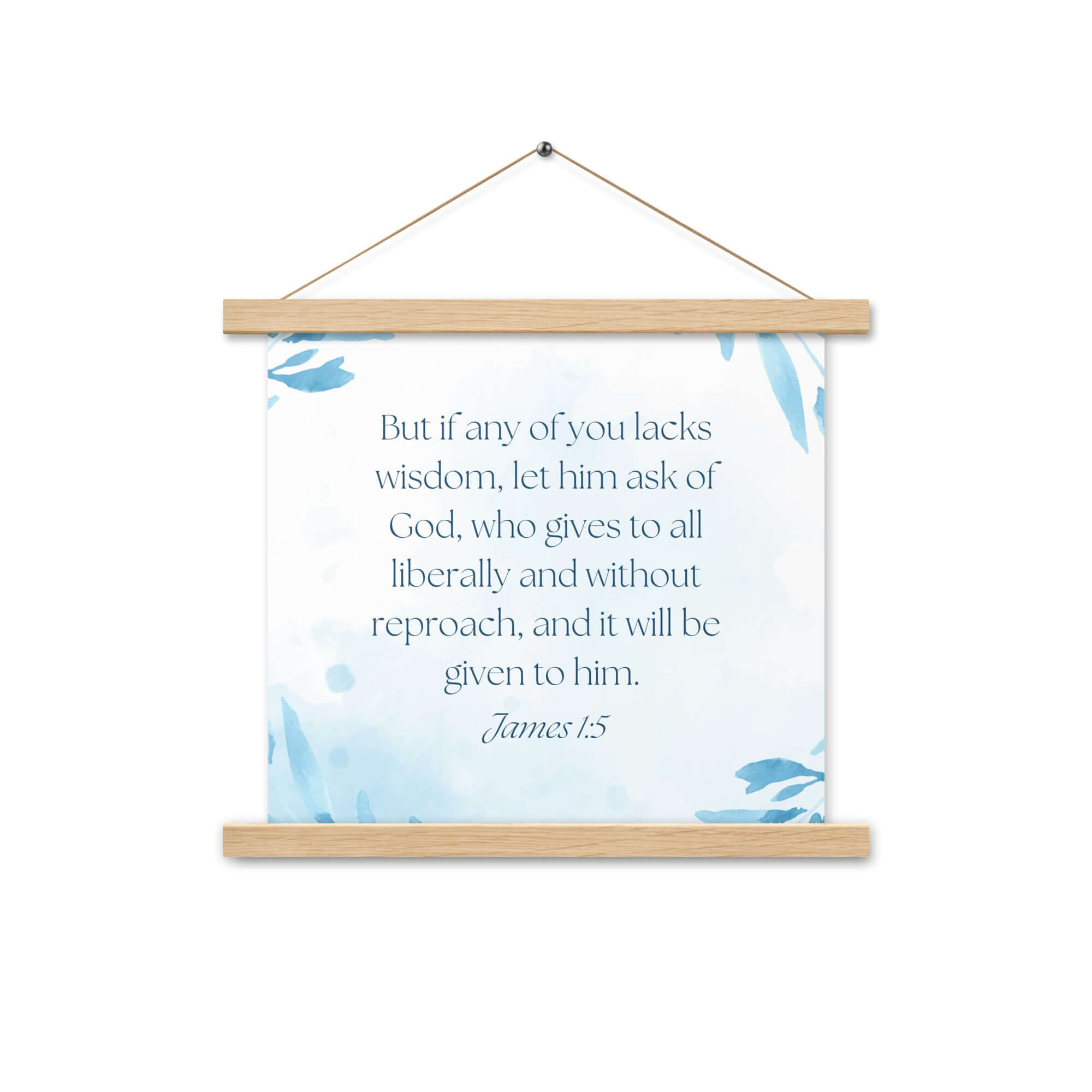 James 1:5 Bible Verse, lacks wisdom Enhanced Matte Paper Poster With Hanger Wall Art Oak 14″×14″