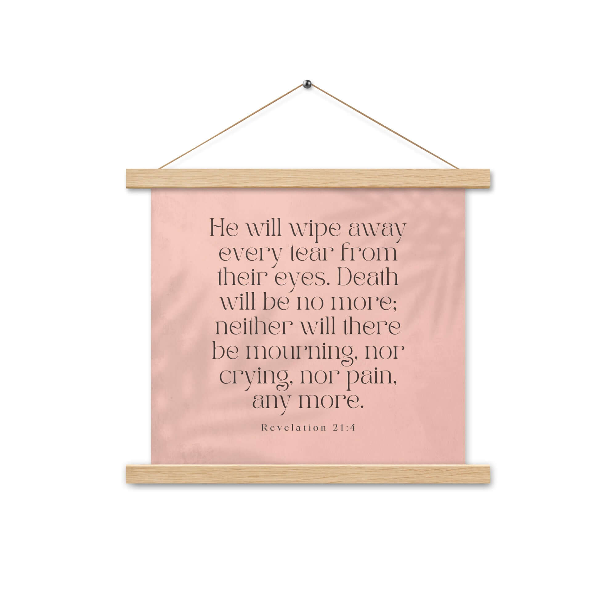 Revelation 21:4 Bible Verse, their eyes Enhanced Matte Paper Poster With Hanger Wall Art Oak 14″×14″