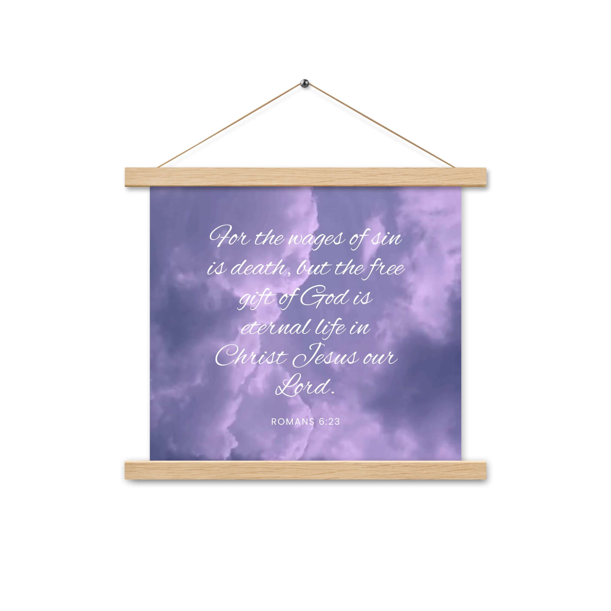 Romans 6:23 Bible Verse, free gift Enhanced Matte Paper Poster With Hanger Wall Art Oak 14″×14″