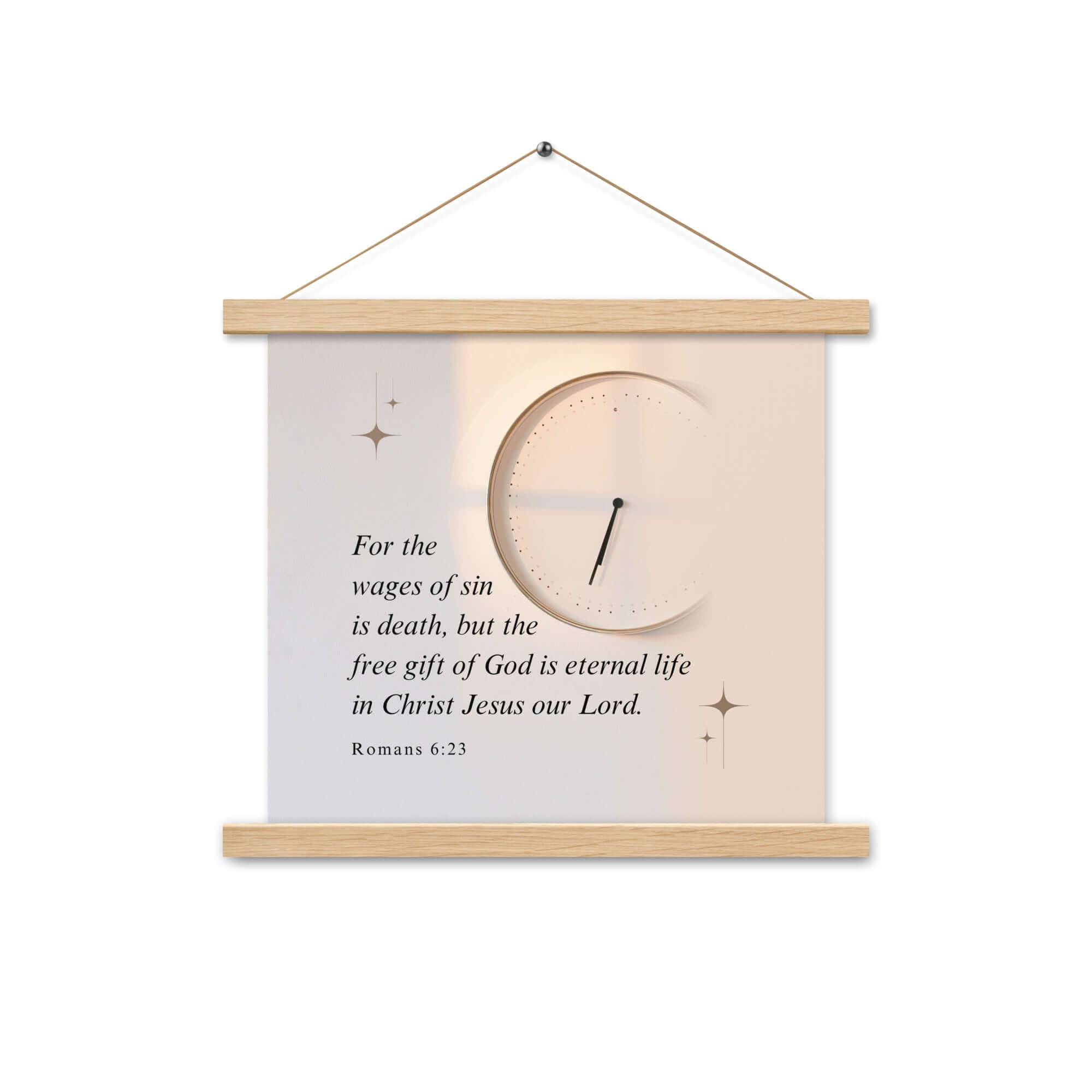 Romans 6:23 Bible Verse, our Lord Enhanced Matte Paper Poster With Hanger Wall Art Oak 14″×14″