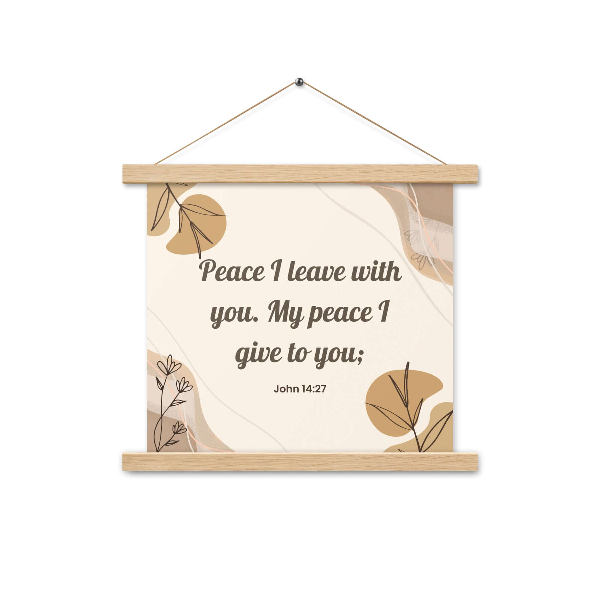 John 14:27 Bible Verse, Peace I Enhanced Matte Paper Poster With Hanger Wall Art Oak 14″×14″
