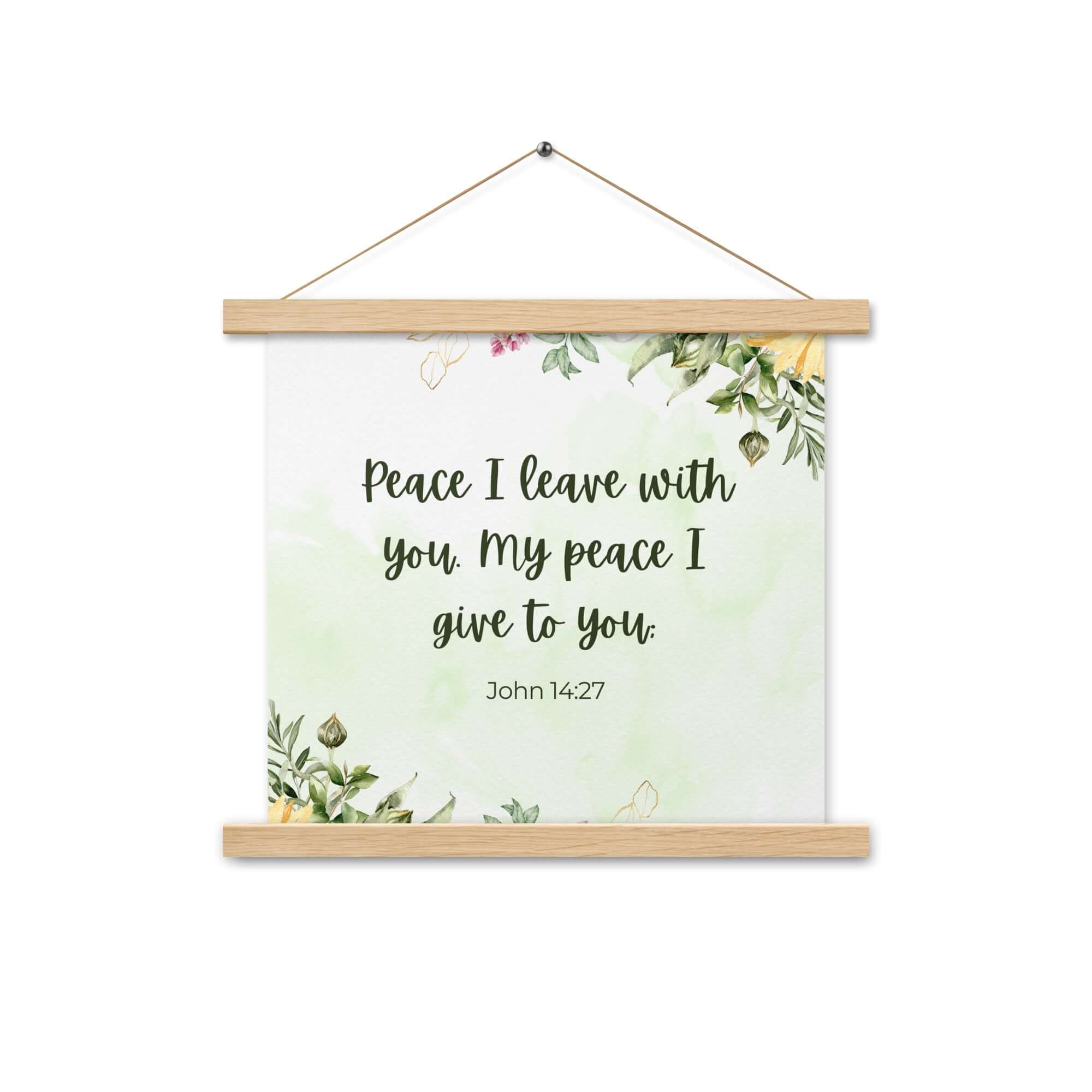 John 14:27 Bible Verse, My peace Enhanced Matte Paper Poster With Hanger Wall Art Oak 14″×14″
