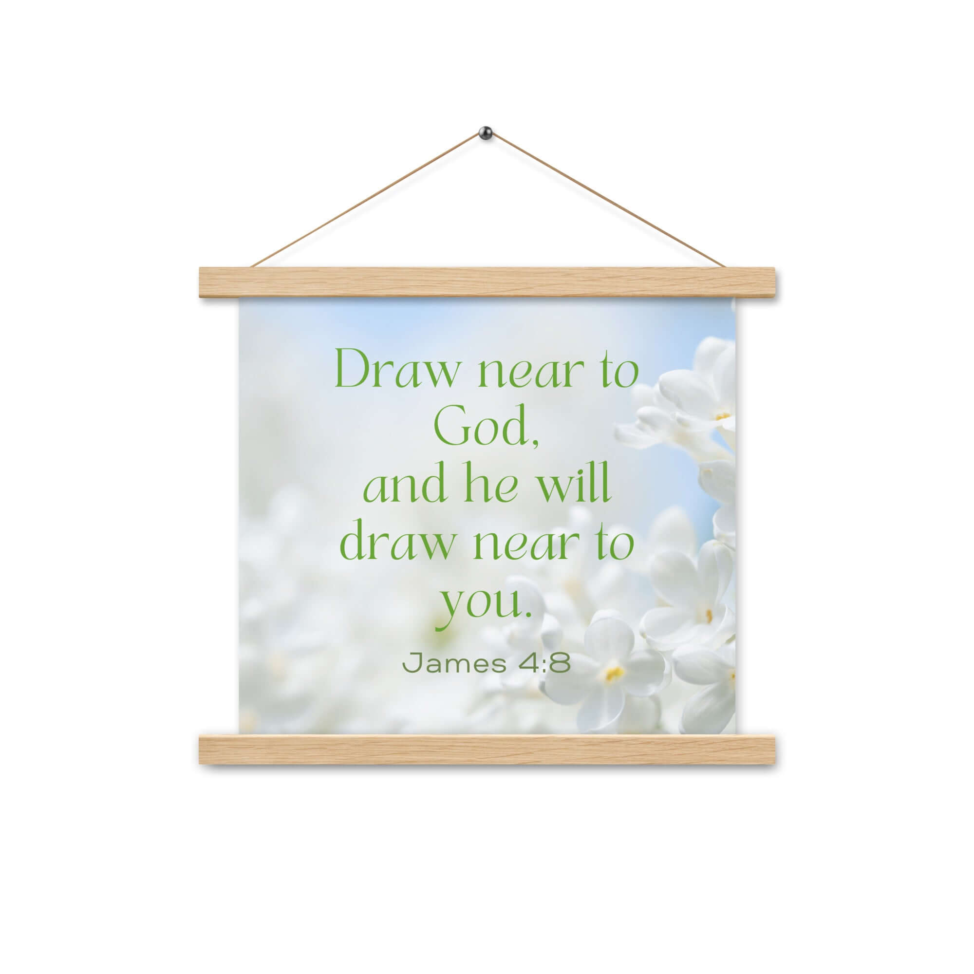 James 4:8 Bible Verse, Draw near Enhanced Matte Paper Poster With Hanger Wall Art Oak 14″×14″