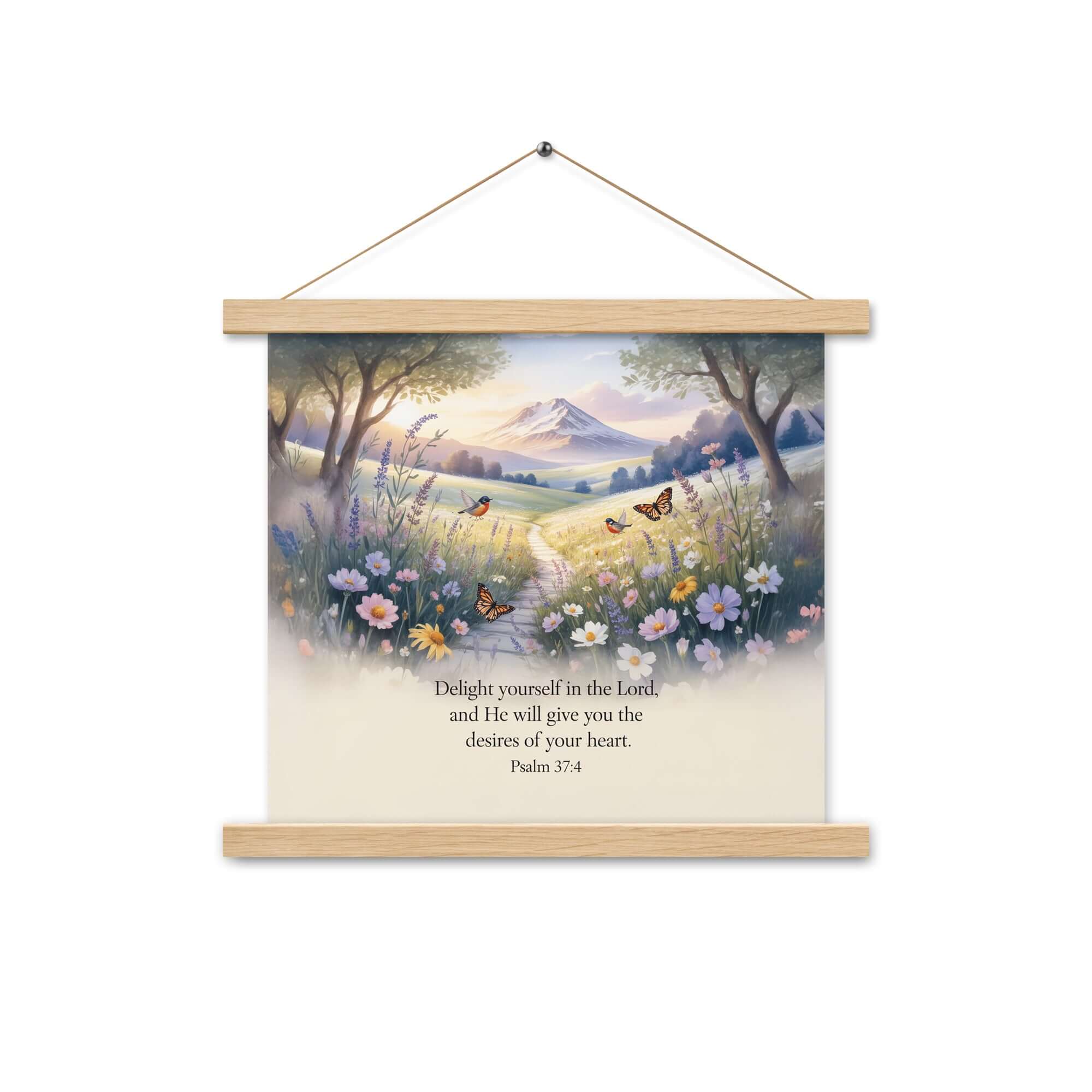 Psalm 37:4 Bible Verse, Delight Enhanced Matte Paper Poster With Hanger Oak 14″×14″