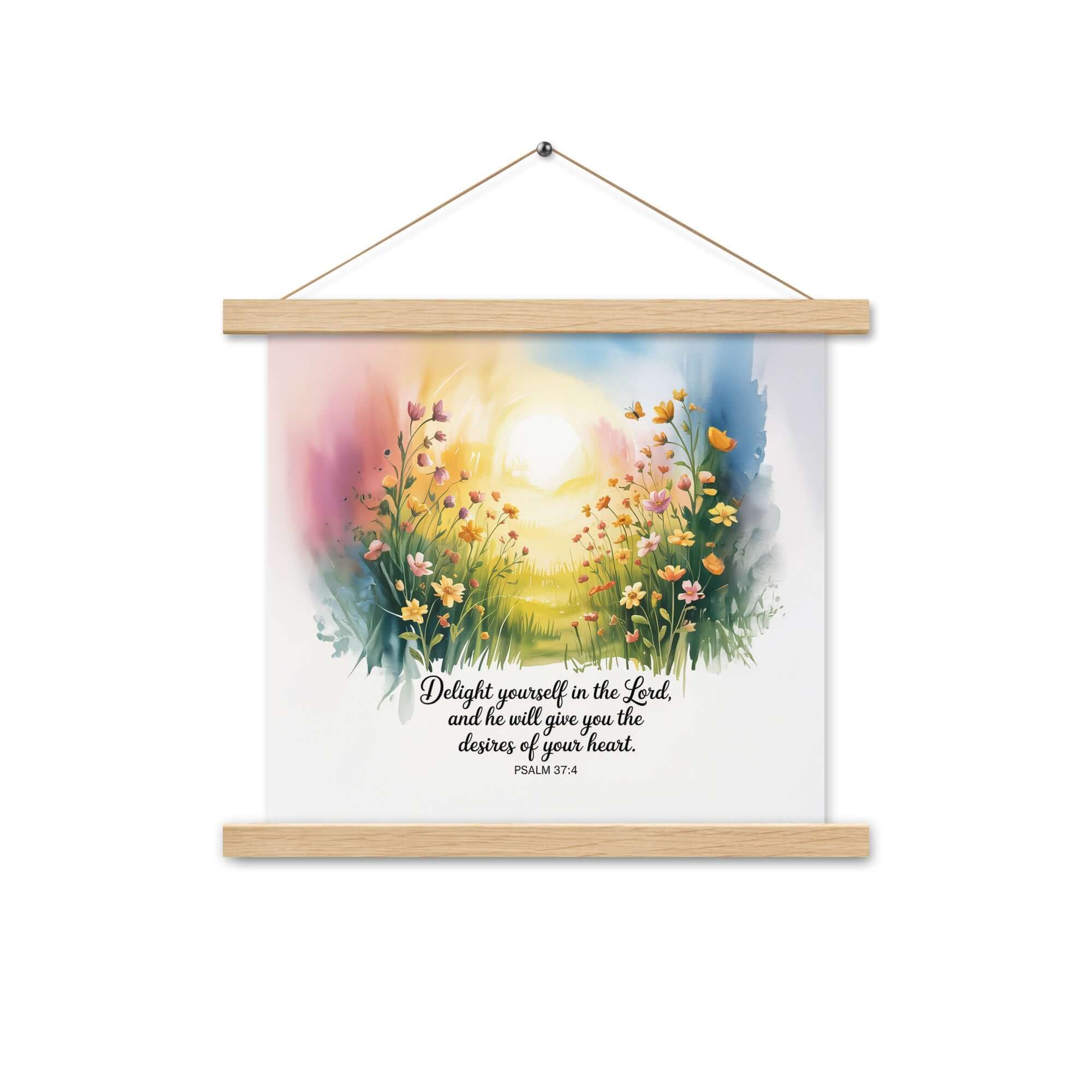 Psalm 37:4 Bible Verse, will give Enhanced Matte Paper Poster With Hanger Oak 14″×14″
