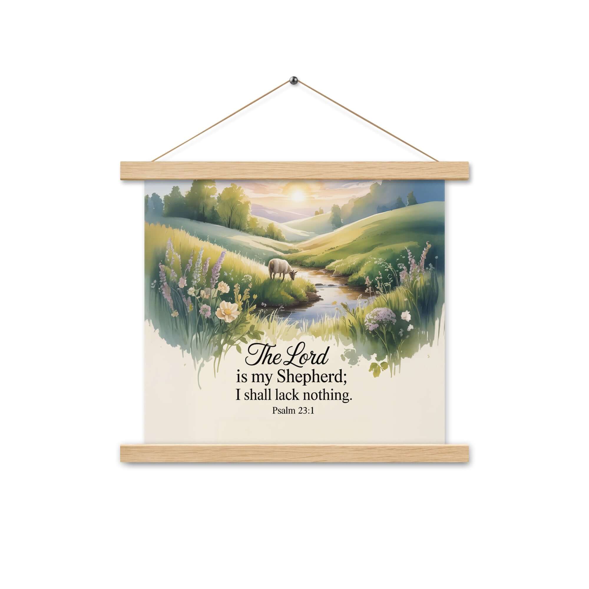 Psalm 23:1 Bible Verse, Lord Enhanced Matte Paper Poster With Hanger Oak 14″×14″