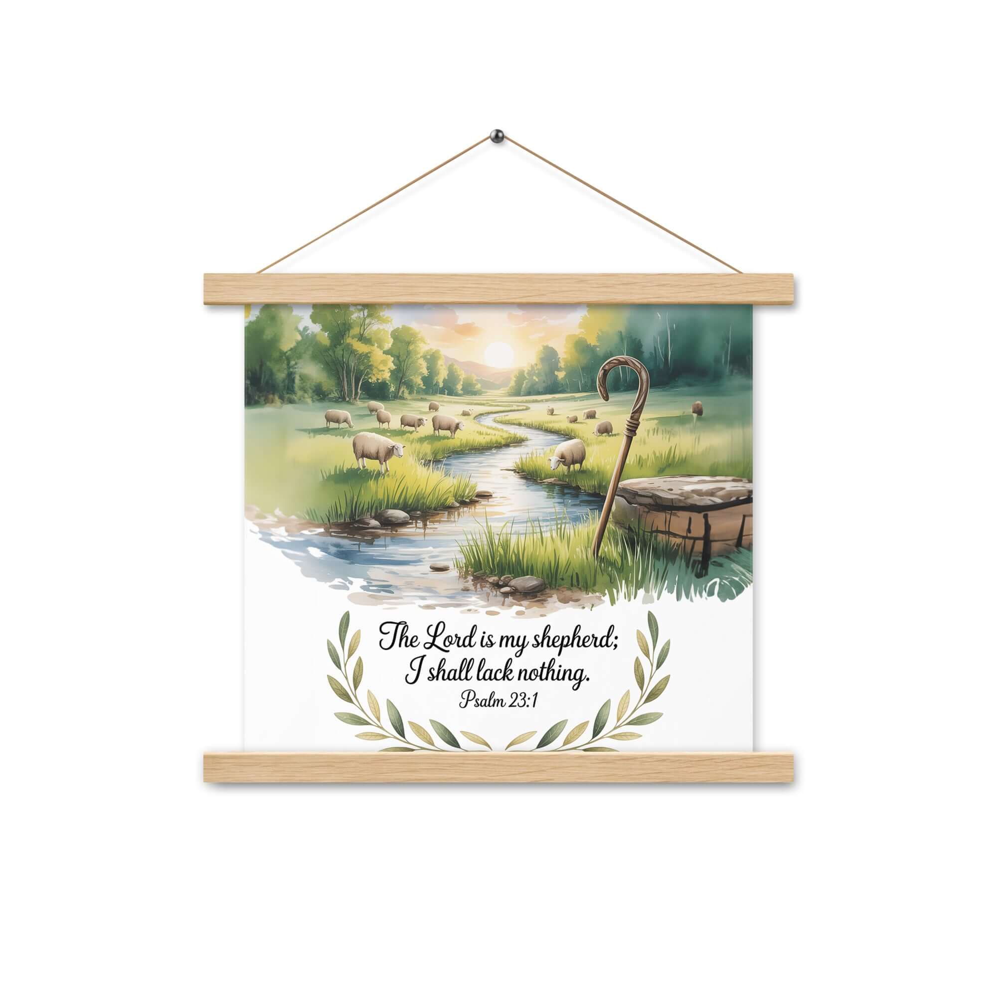 Psalm 23:1 Bible Verse, is my Enhanced Matte Paper Poster With Hanger Oak 14″×14″