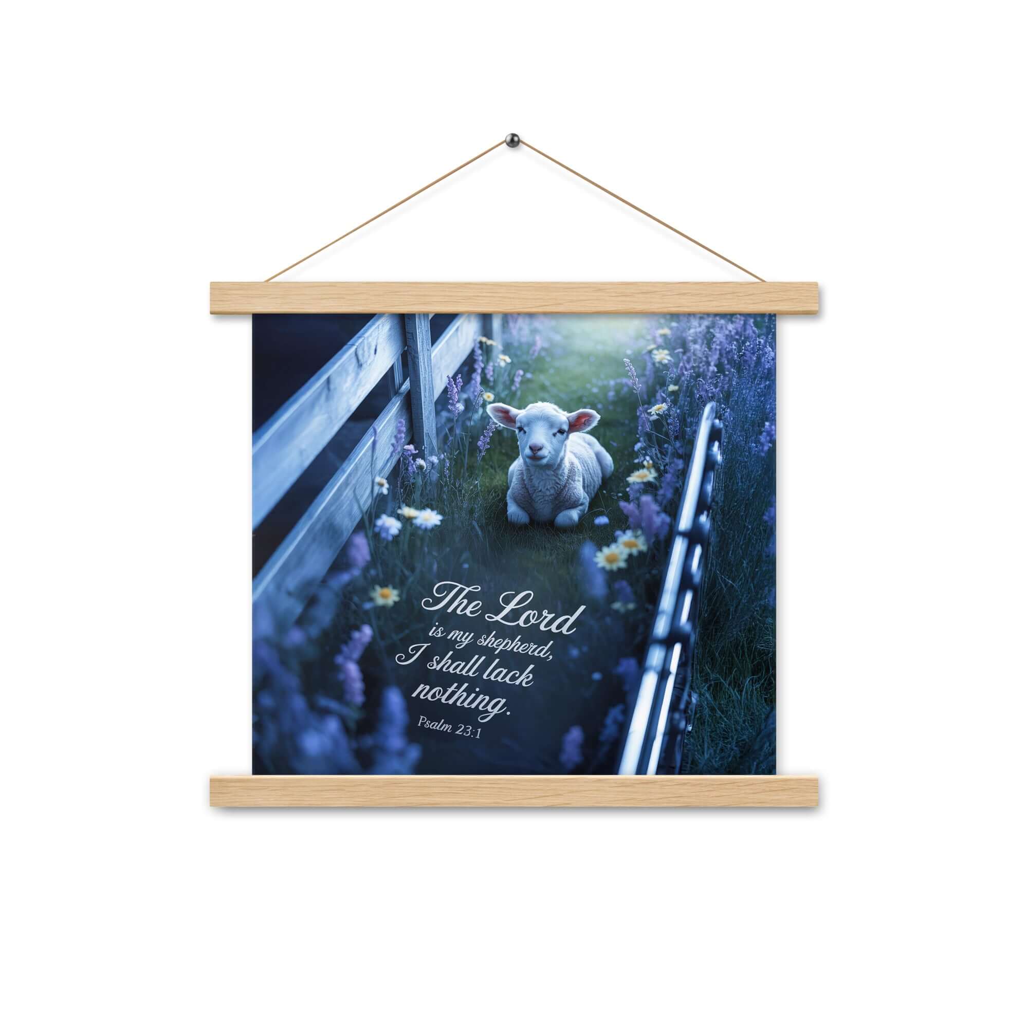 Psalm 23:1 Bible Verse, Shepherd Enhanced Matte Paper Poster With Hanger Oak 14″×14″