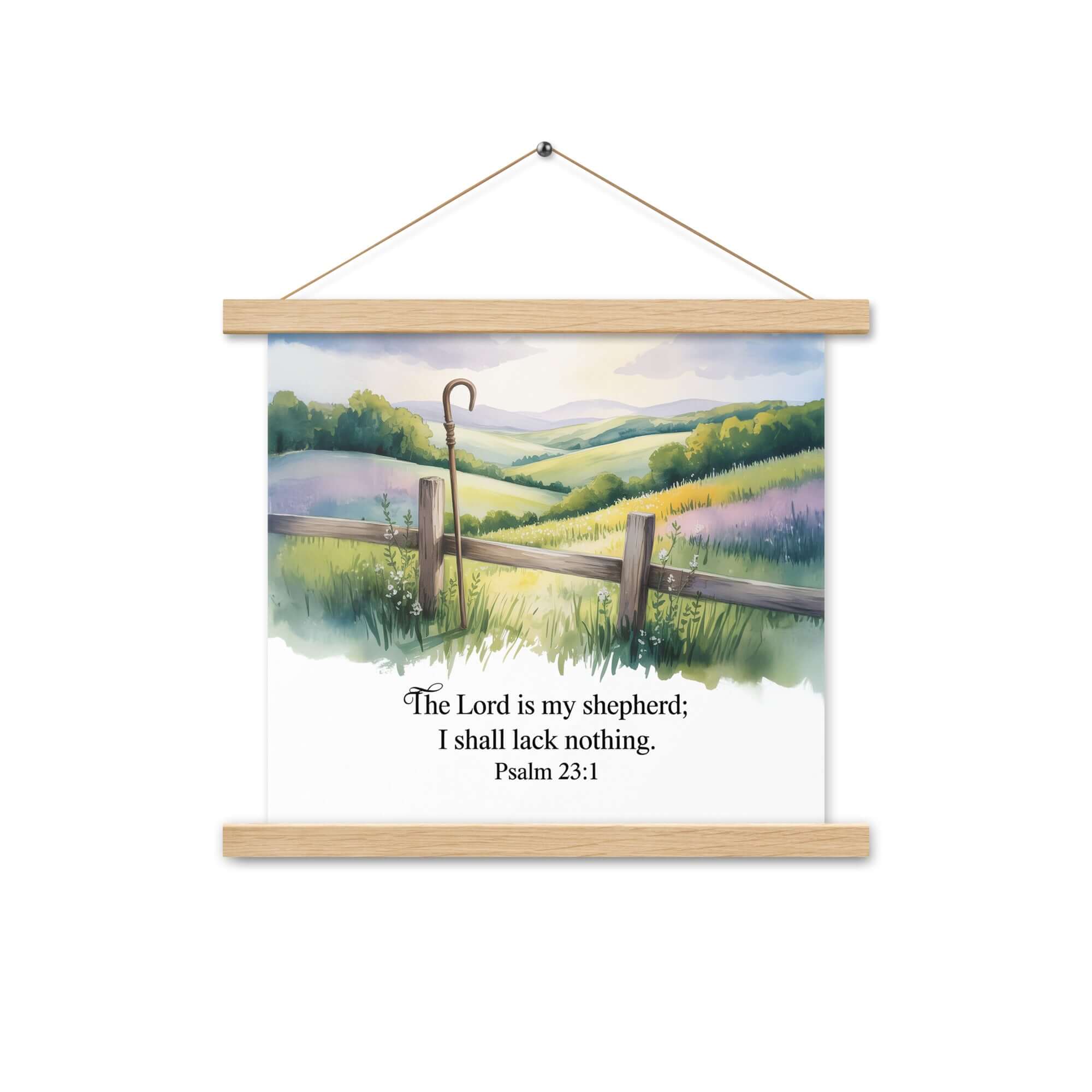 Psalm 23:1 Bible Verse, Lack Enhanced Matte Paper Poster With Hanger Oak 14″×14″