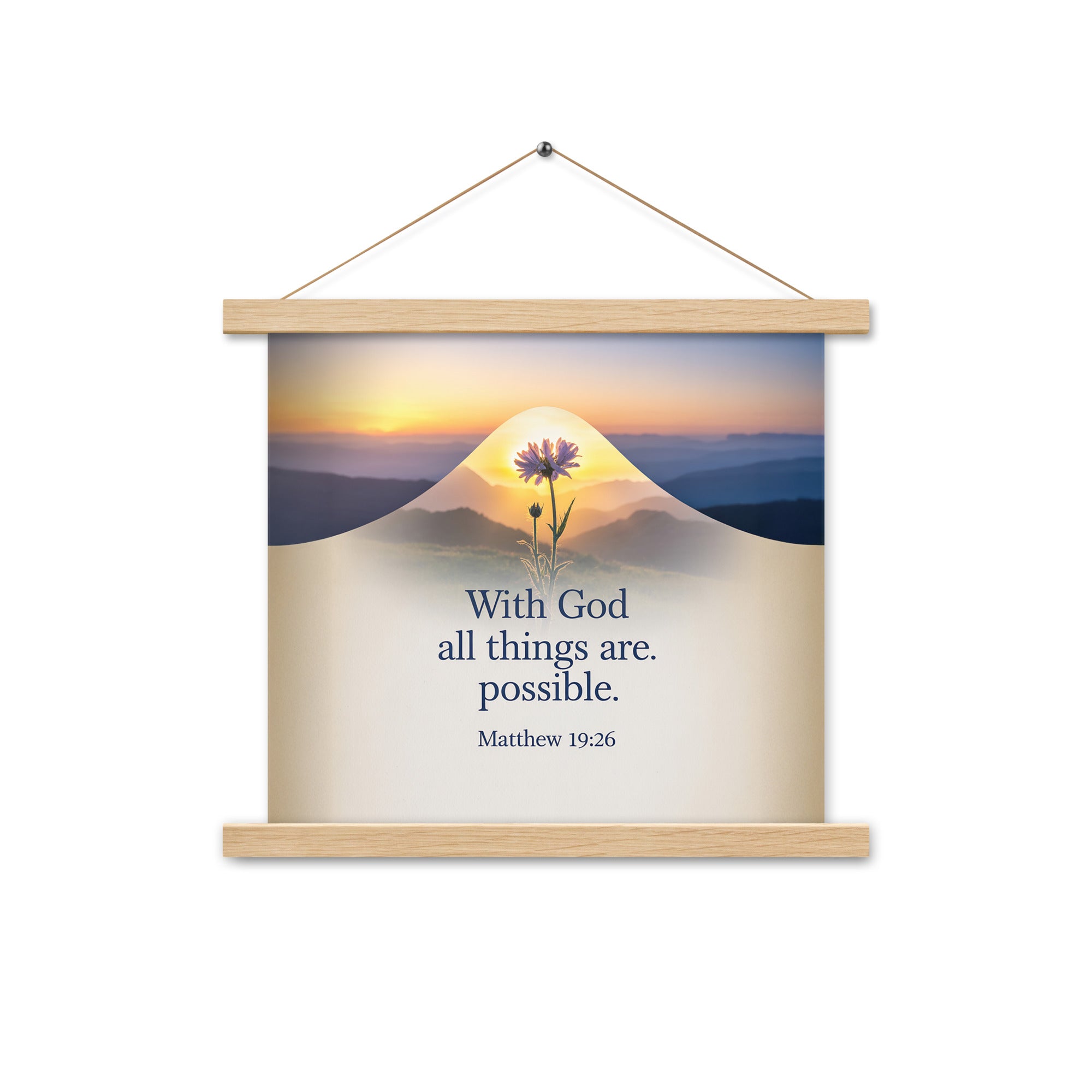 Matthew 19:26 Bible Verse at them Enhanced Matte Paper Poster With Hanger Oak 14″×14″