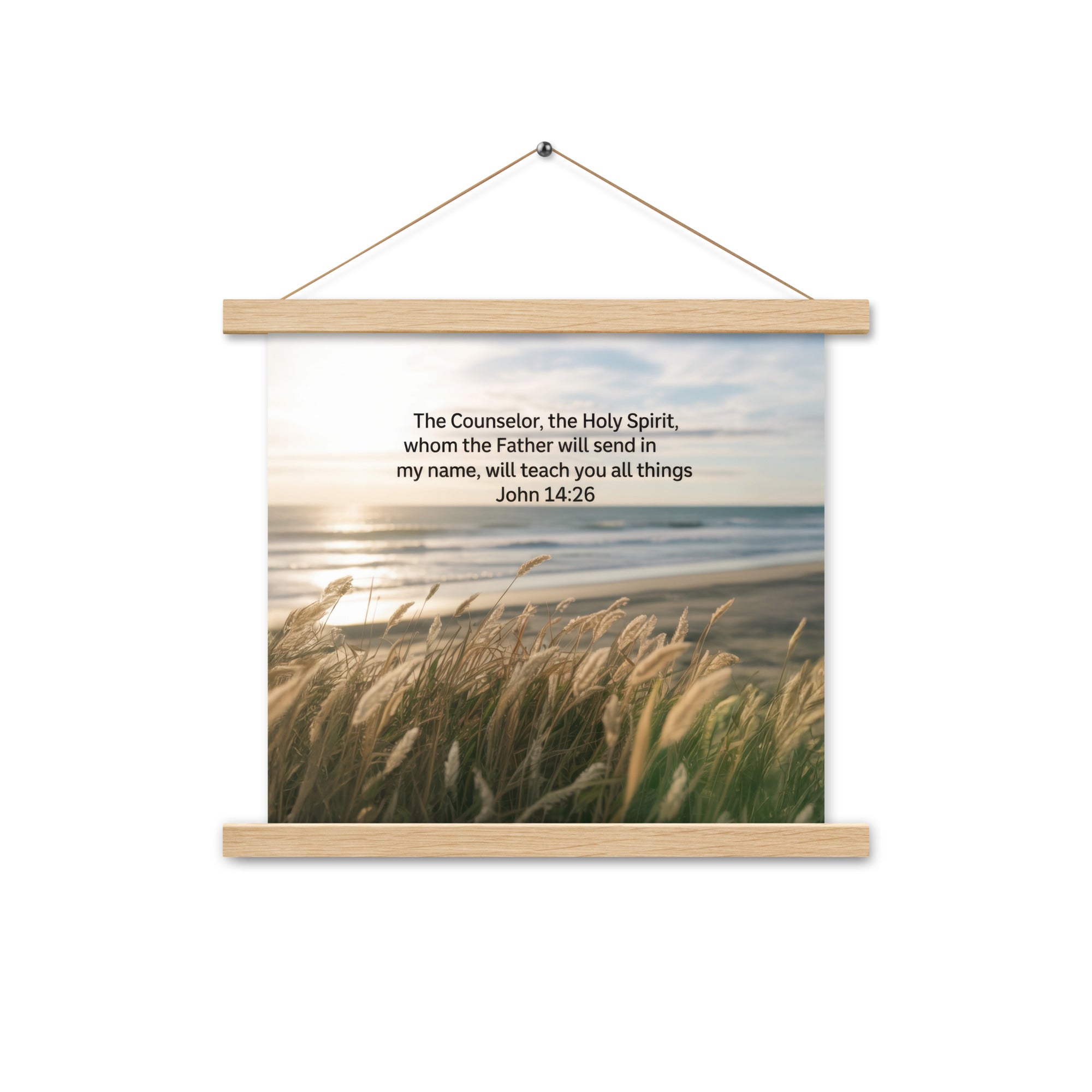 John 14:26 Bible Verse in my name Enhanced Matte Paper Poster With Hanger Oak 14″×14″