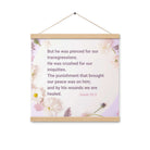 Isaiah 53:5 Bible Verse, by his wounds Enhanced Matte Paper Poster With Hanger Wall Art Oak 16″×16″
