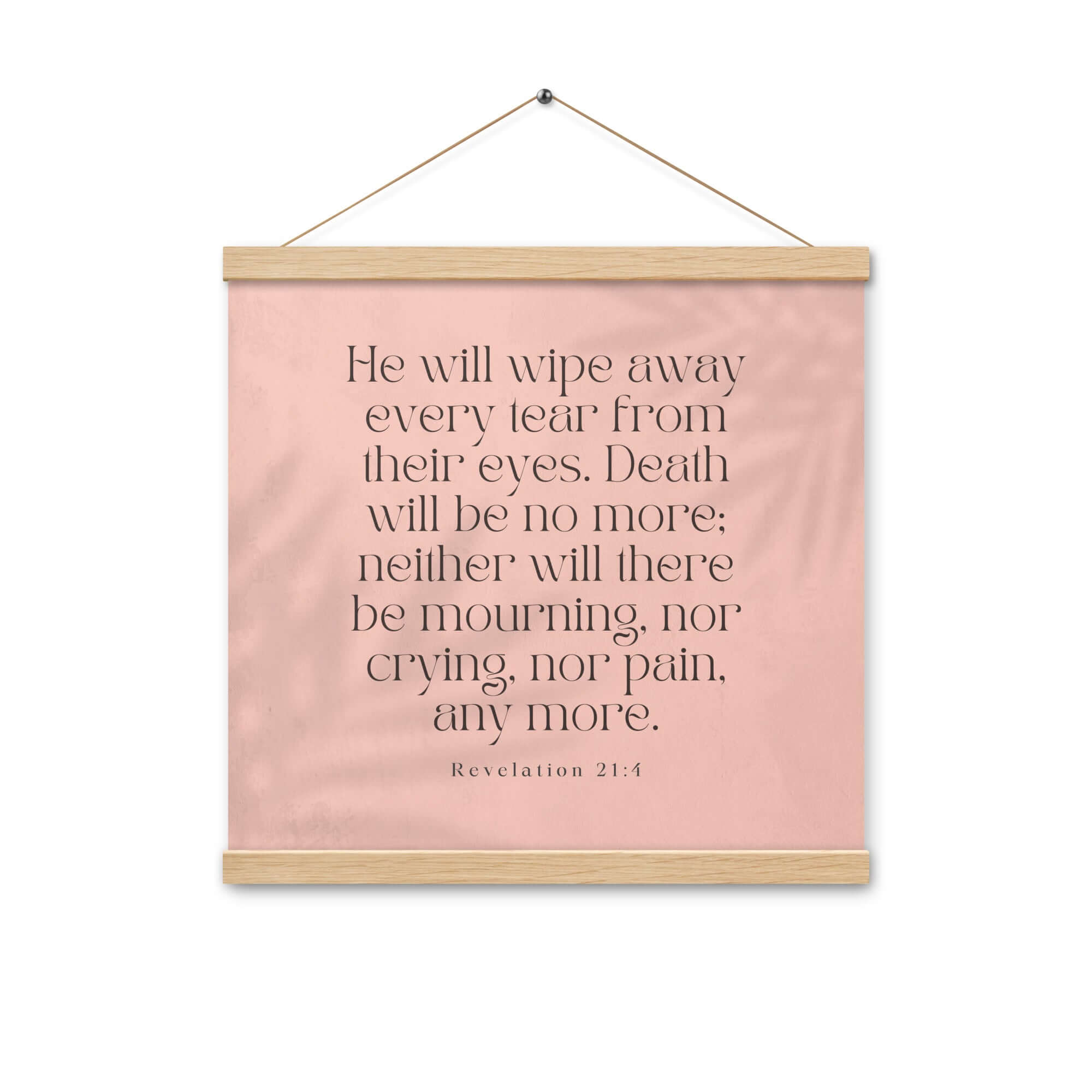 Revelation 21:4 Bible Verse, their eyes Enhanced Matte Paper Poster With Hanger Wall Art Oak 16″×16″