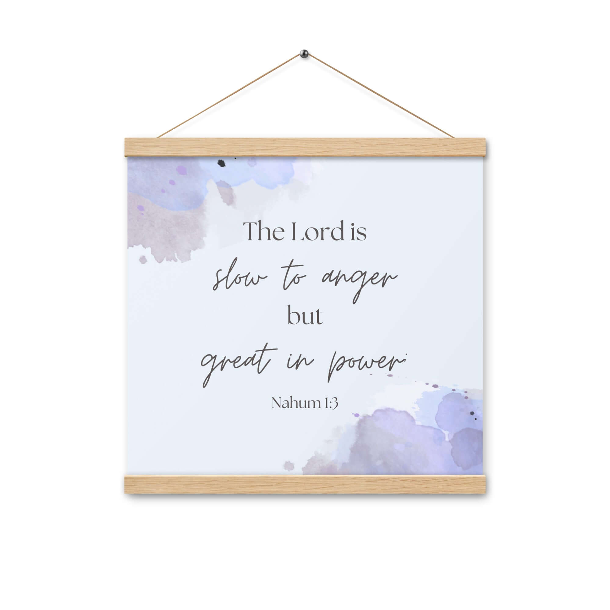 Nahum 1:3 Bible Verse, great in power Enhanced Matte Paper Poster With Hanger Wall Art Oak 16″×16″