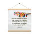 John 3:16 Bible Verse, He gave His Son Enhanced Matte Paper Poster With Hanger Wall Art Oak 16″×16″