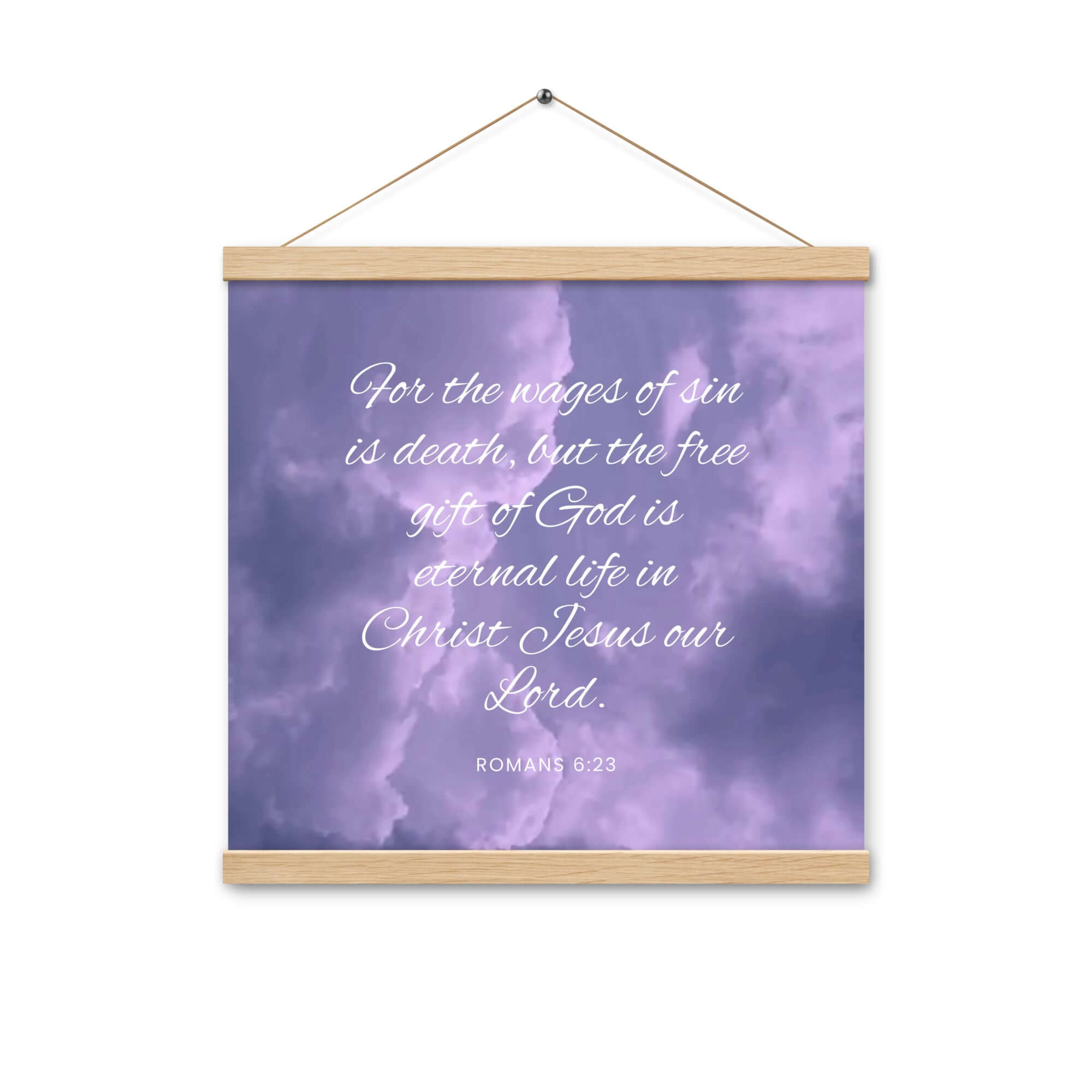 Romans 6:23 Bible Verse, free gift Enhanced Matte Paper Poster With Hanger Wall Art Oak 16″×16″