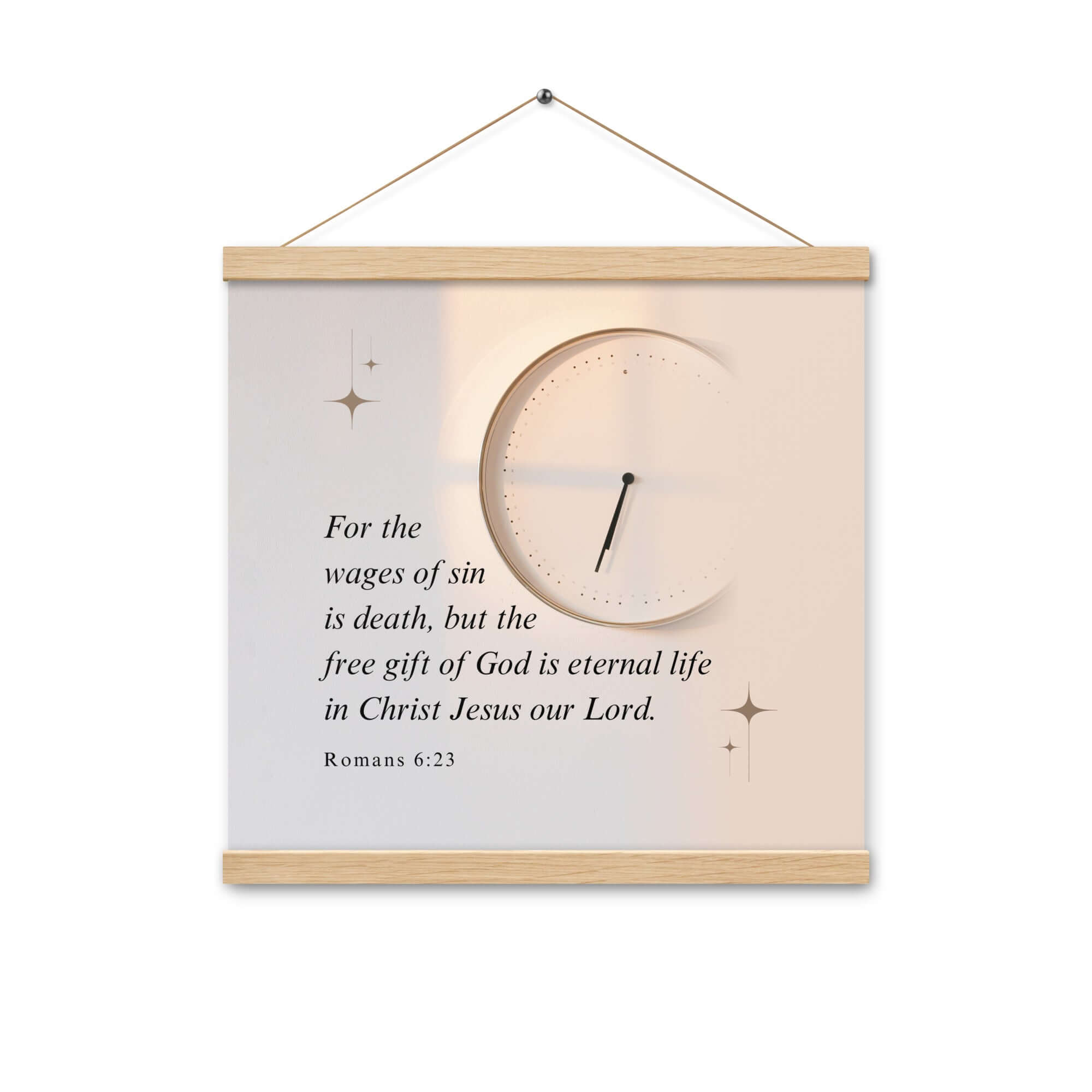 Romans 6:23 Bible Verse, our Lord Enhanced Matte Paper Poster With Hanger Wall Art Oak 16″×16″