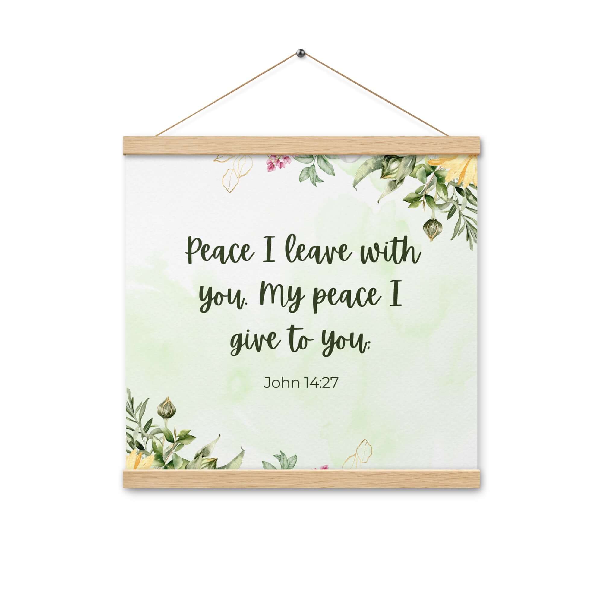 John 14:27 Bible Verse, My peace Enhanced Matte Paper Poster With Hanger Wall Art Oak 16″×16″