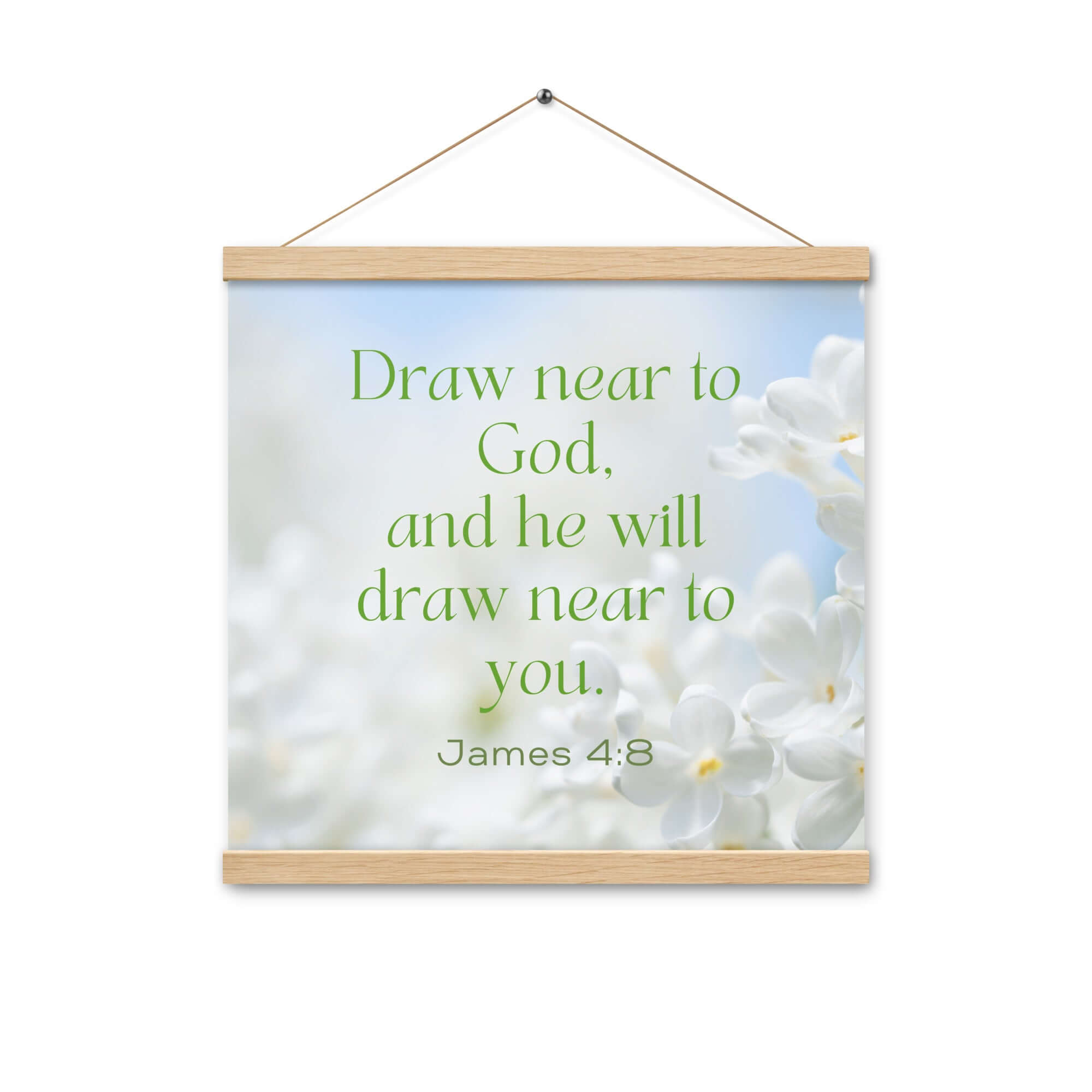 James 4:8 Bible Verse, Draw near Enhanced Matte Paper Poster With Hanger Wall Art Oak 16″×16″