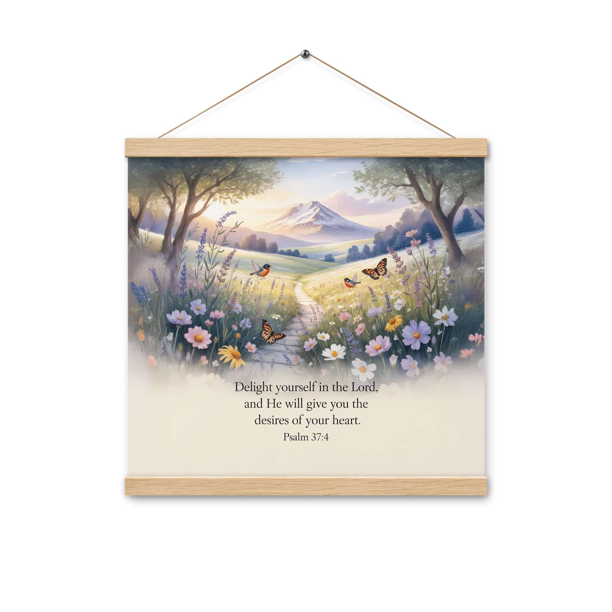 Psalm 37:4 Bible Verse, Delight Enhanced Matte Paper Poster With Hanger Oak 16″×16″