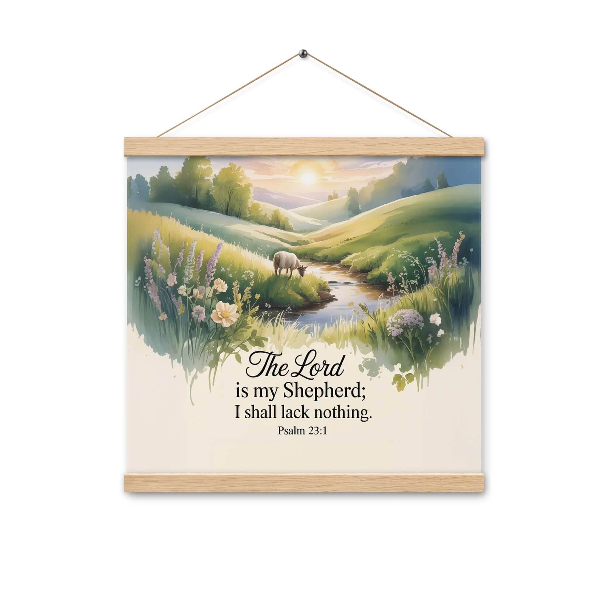 Psalm 23:1 Bible Verse, Lord Enhanced Matte Paper Poster With Hanger Oak 16″×16″