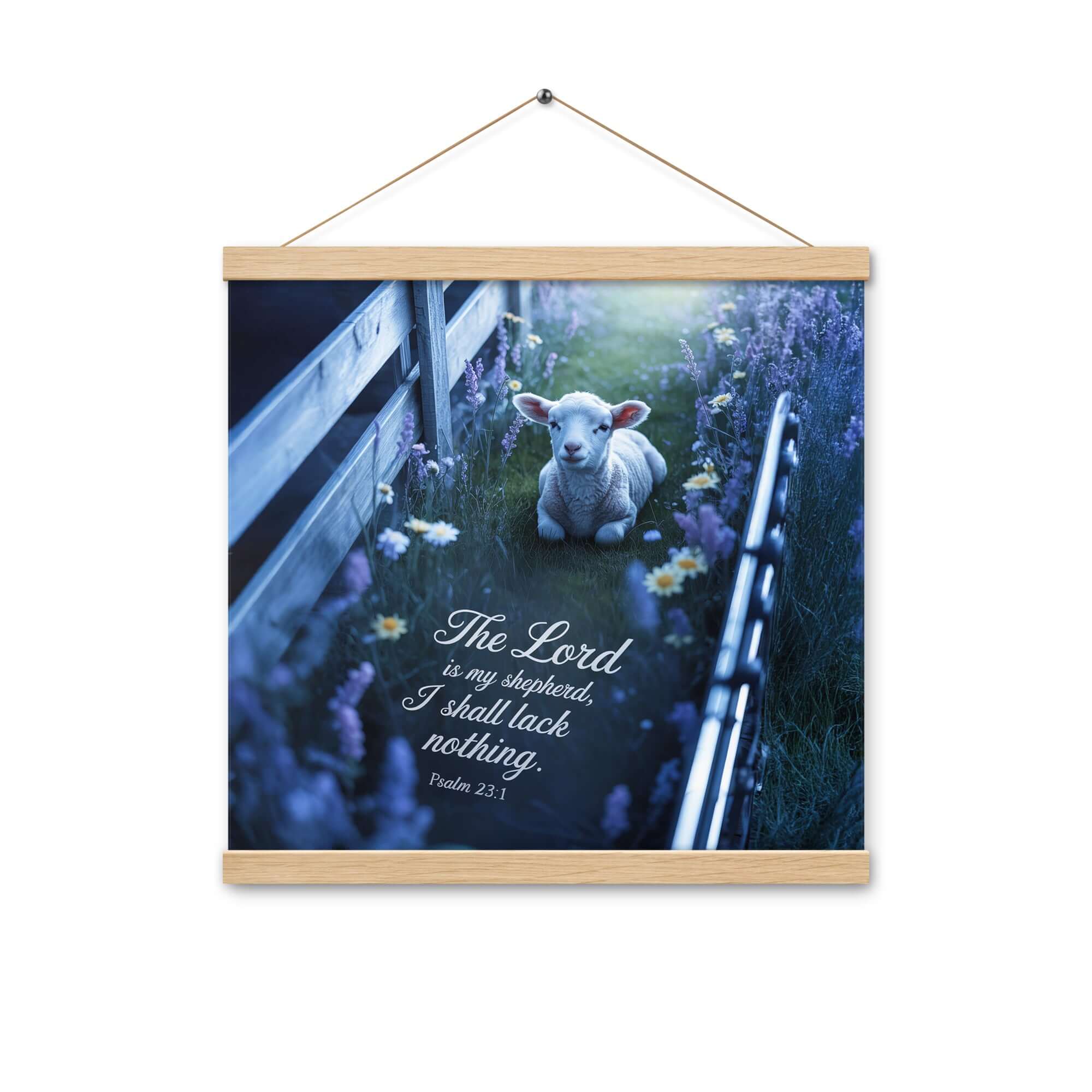Psalm 23:1 Bible Verse, Shepherd Enhanced Matte Paper Poster With Hanger Oak 16″×16″