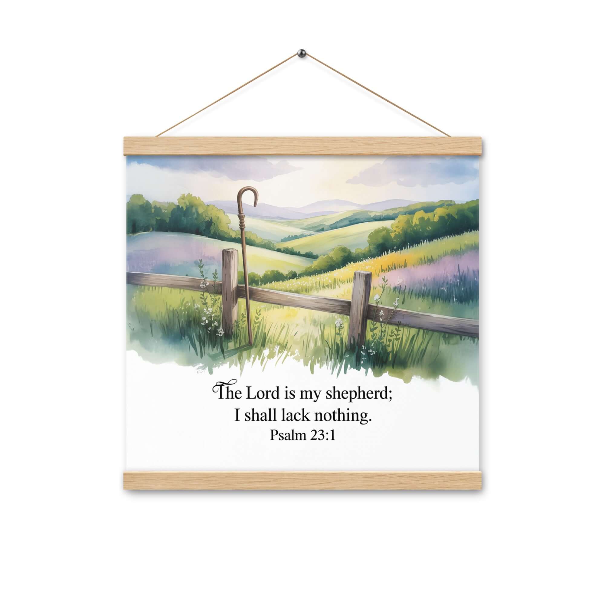 Psalm 23:1 Bible Verse, Lack Enhanced Matte Paper Poster With Hanger Oak 16″×16″