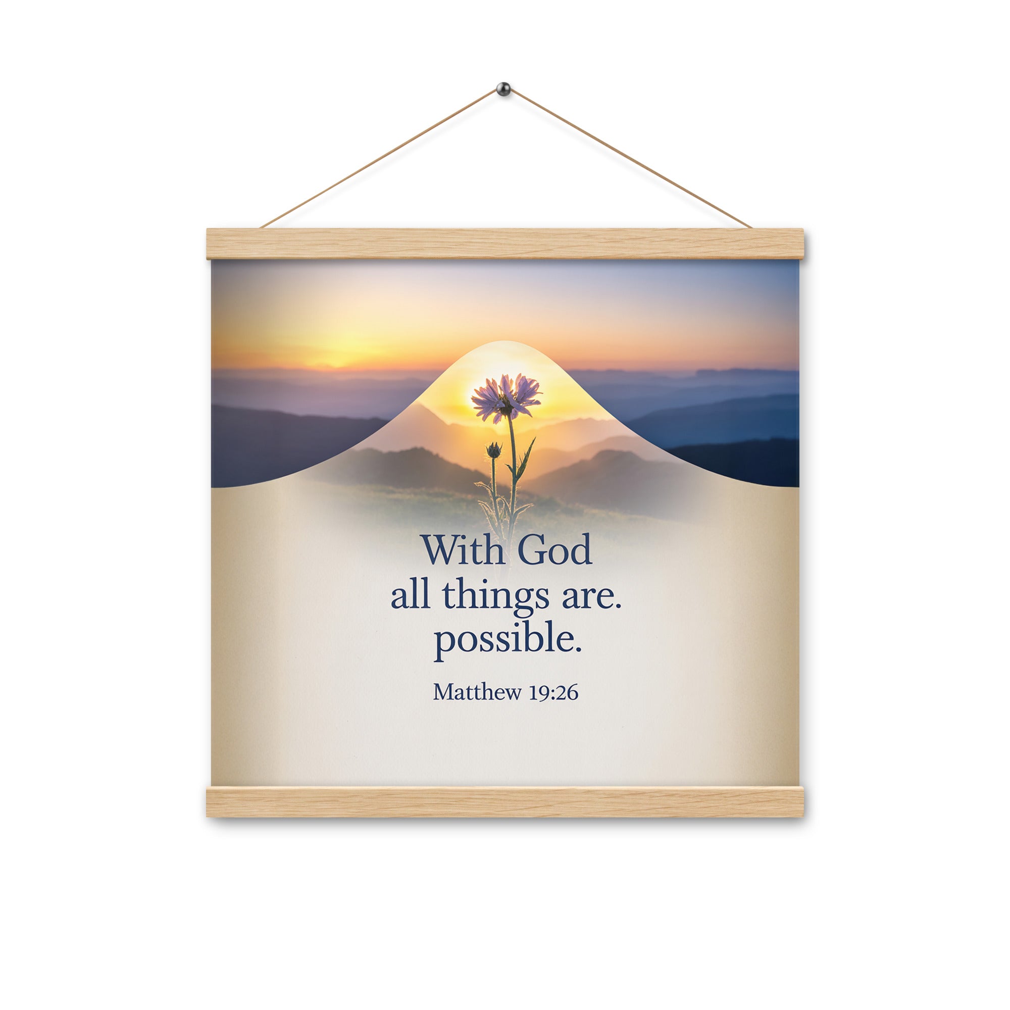 Matthew 19:26 Bible Verse at them Enhanced Matte Paper Poster With Hanger Oak 16″×16″