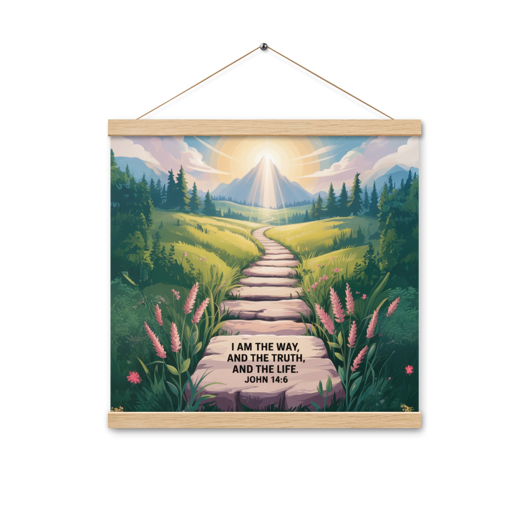 John 14:6 Bible Verse The Truth Enhanced Matte Paper Poster With Hanger Oak 16″×16″