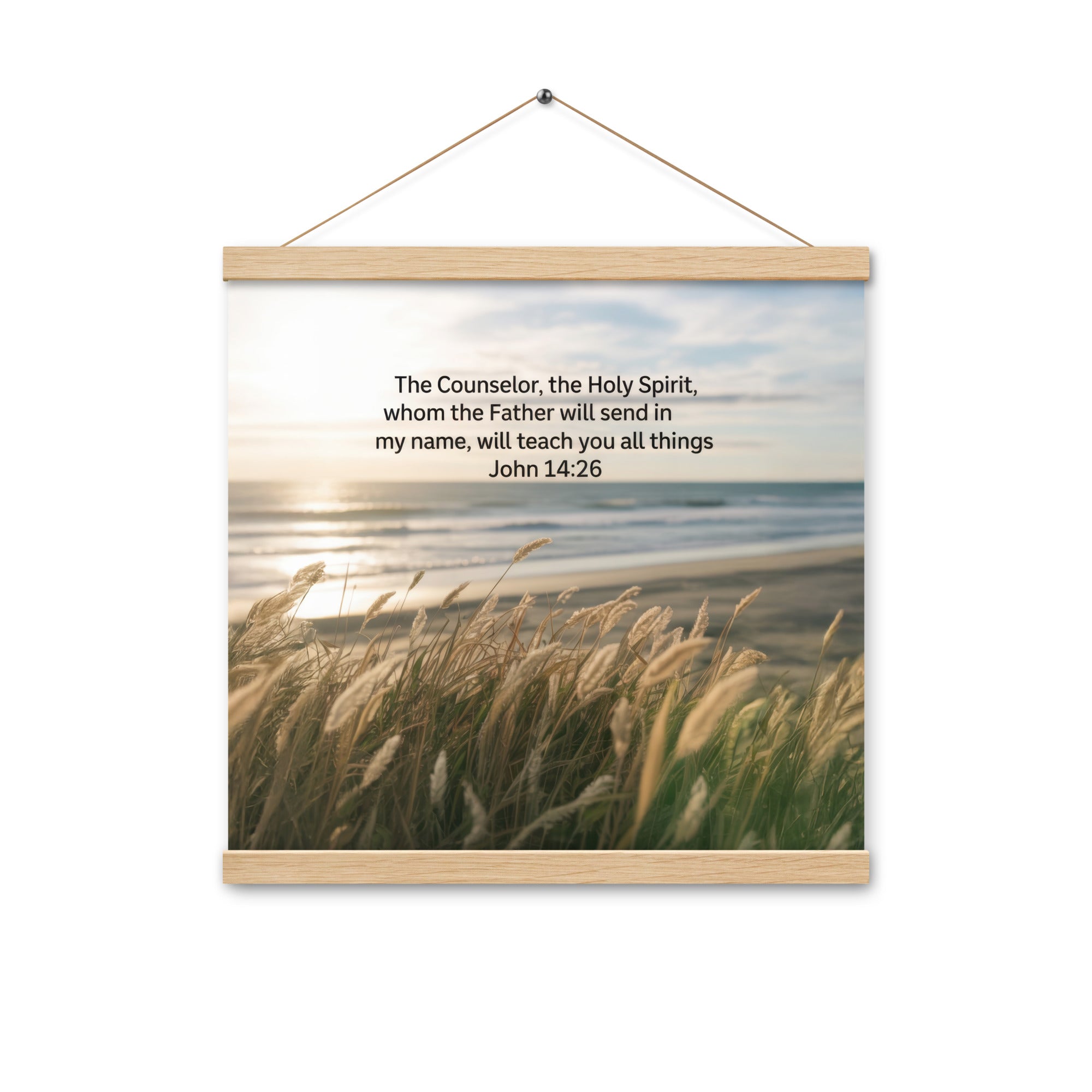 John 14:26 Bible Verse in my name Enhanced Matte Paper Poster With Hanger Oak 16″×16″