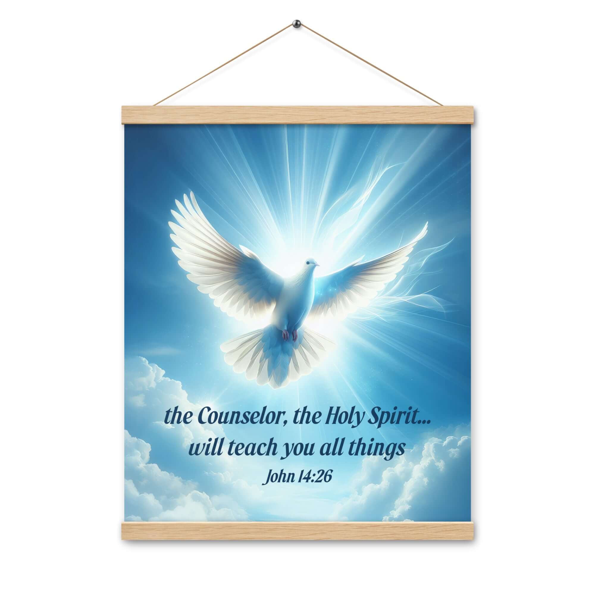 John 14:26 Bible Verse, Holy Spirit Dove Enhanced Matte Paper Poster With Hanger Wall Art