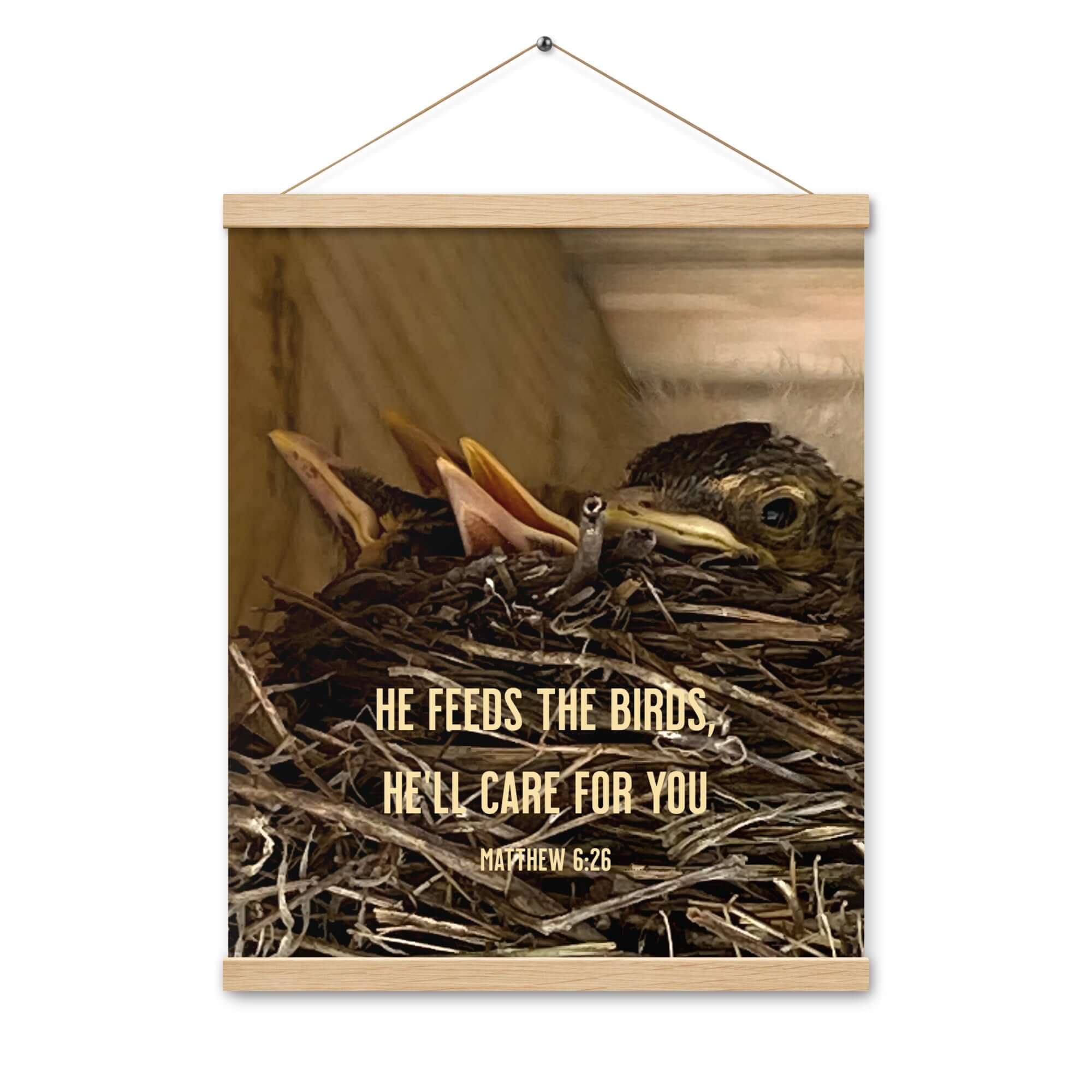 Matthew 6:26 Baby Robins, He'll Care for You Enhanced Matte Paper Poster With Hanger Wall Art