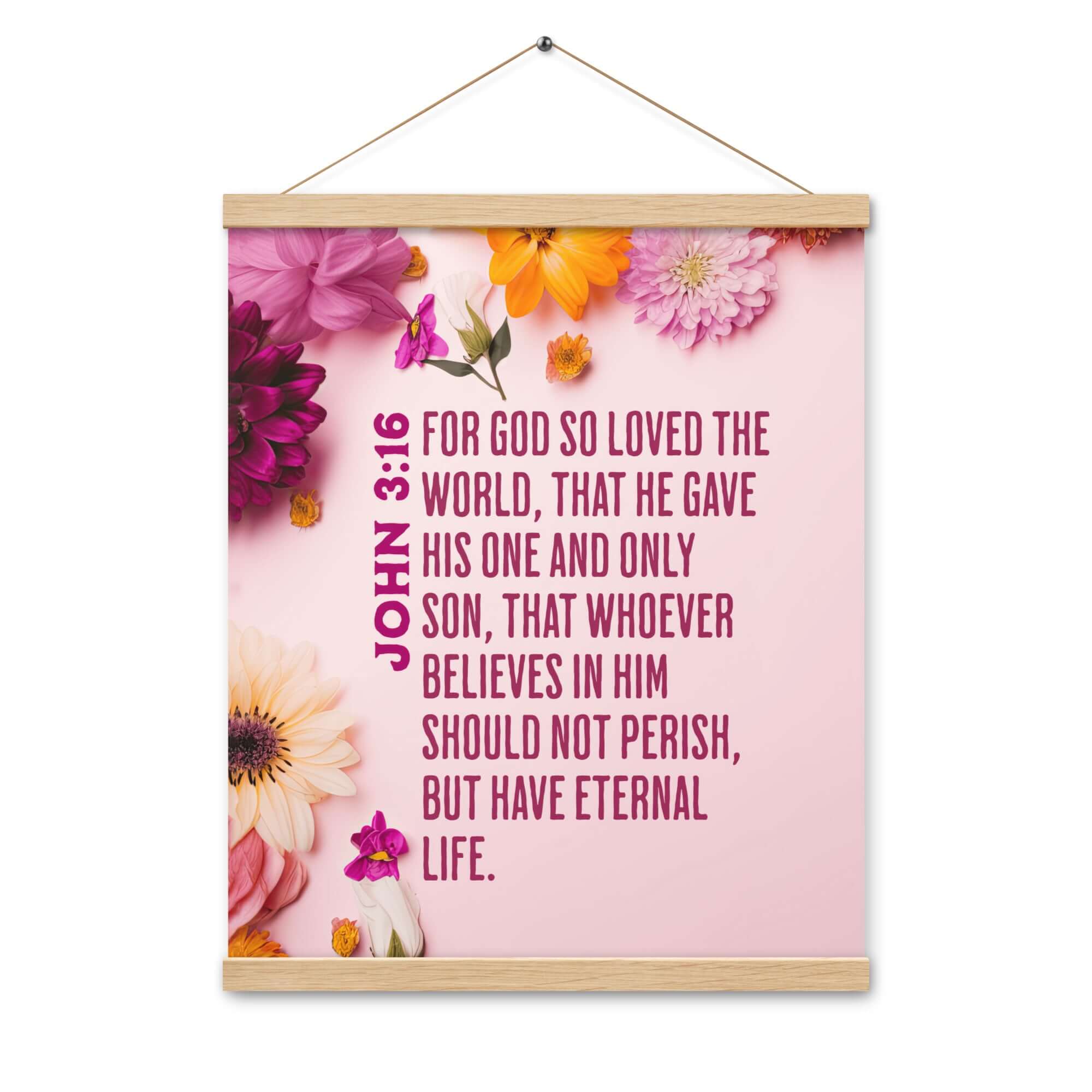 John 3:16 Bible Verse, For God So Loved Enhanced Matte Paper Poster With Hanger Wall Art
