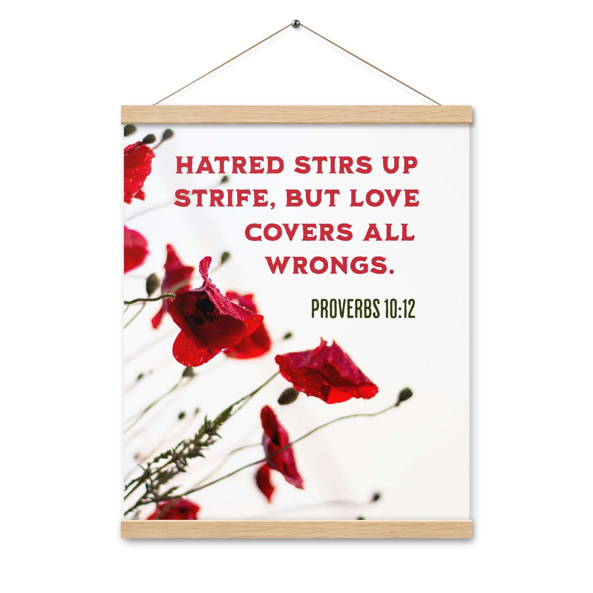 Proverbs 10:12 Bible Verse, Love Covers All Enhanced Matte Paper Poster With Hanger Wall Art