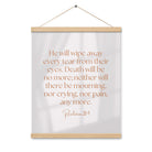 Revelation 21:4 Bible Verse, He will wipe Enhanced Matte Paper Poster With Hanger Wall Art