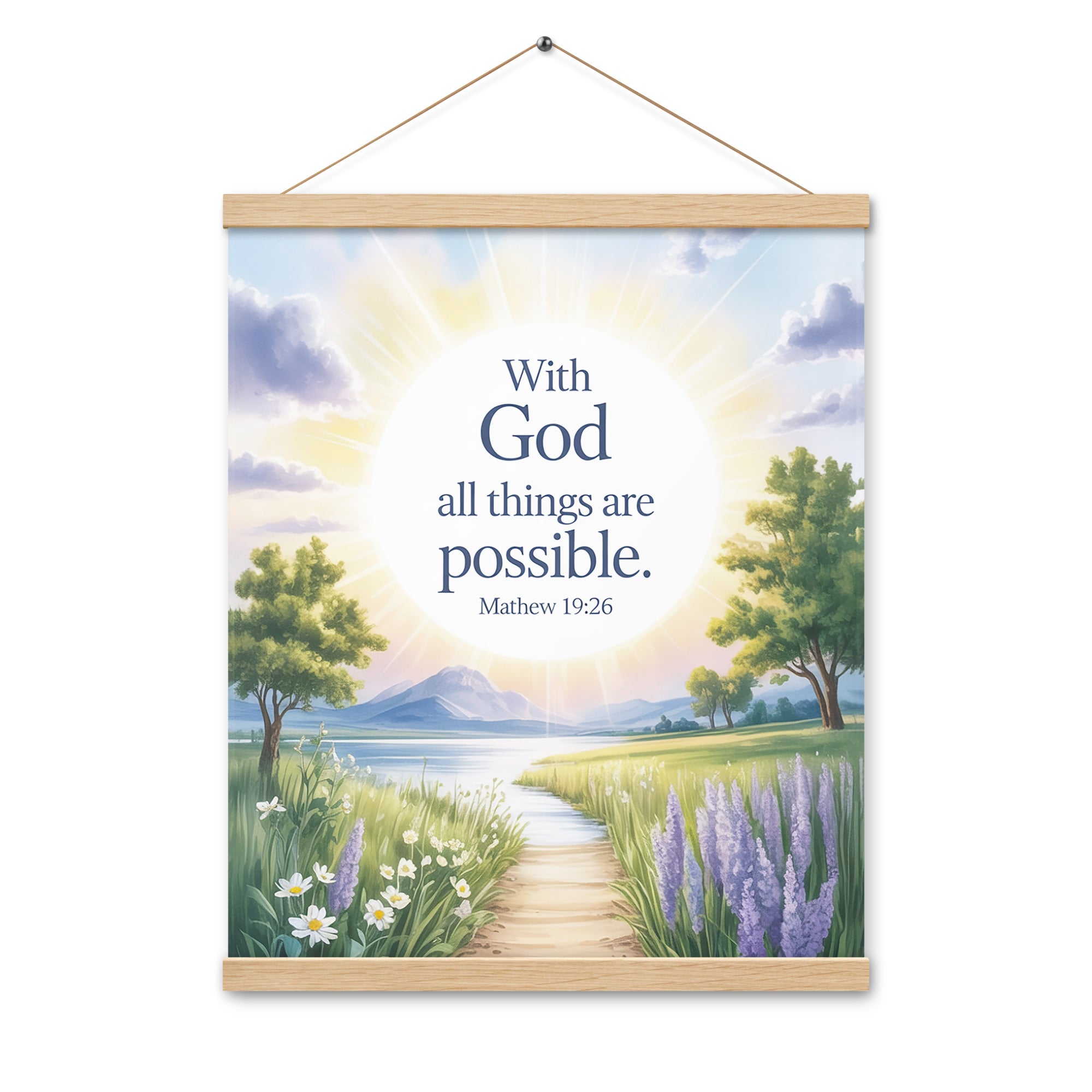 Matthew 19:26 Bible Verse Looking at Enhanced Matte Paper Poster With Hanger
