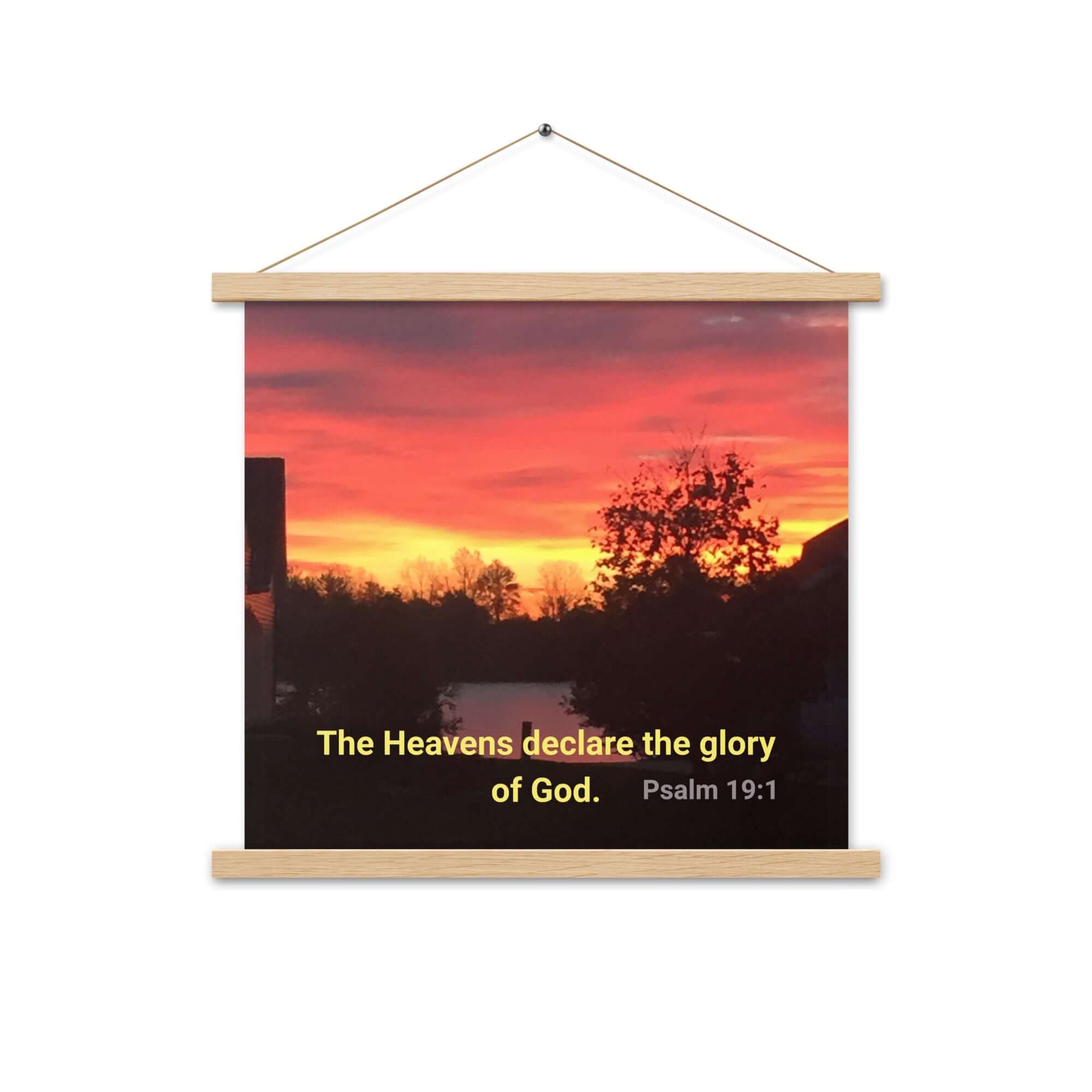 Psalm 19:1 Bible Verse, Sunset Glory Enhanced Matte Paper Poster With Hanger Wall Art Oak 18″×18″