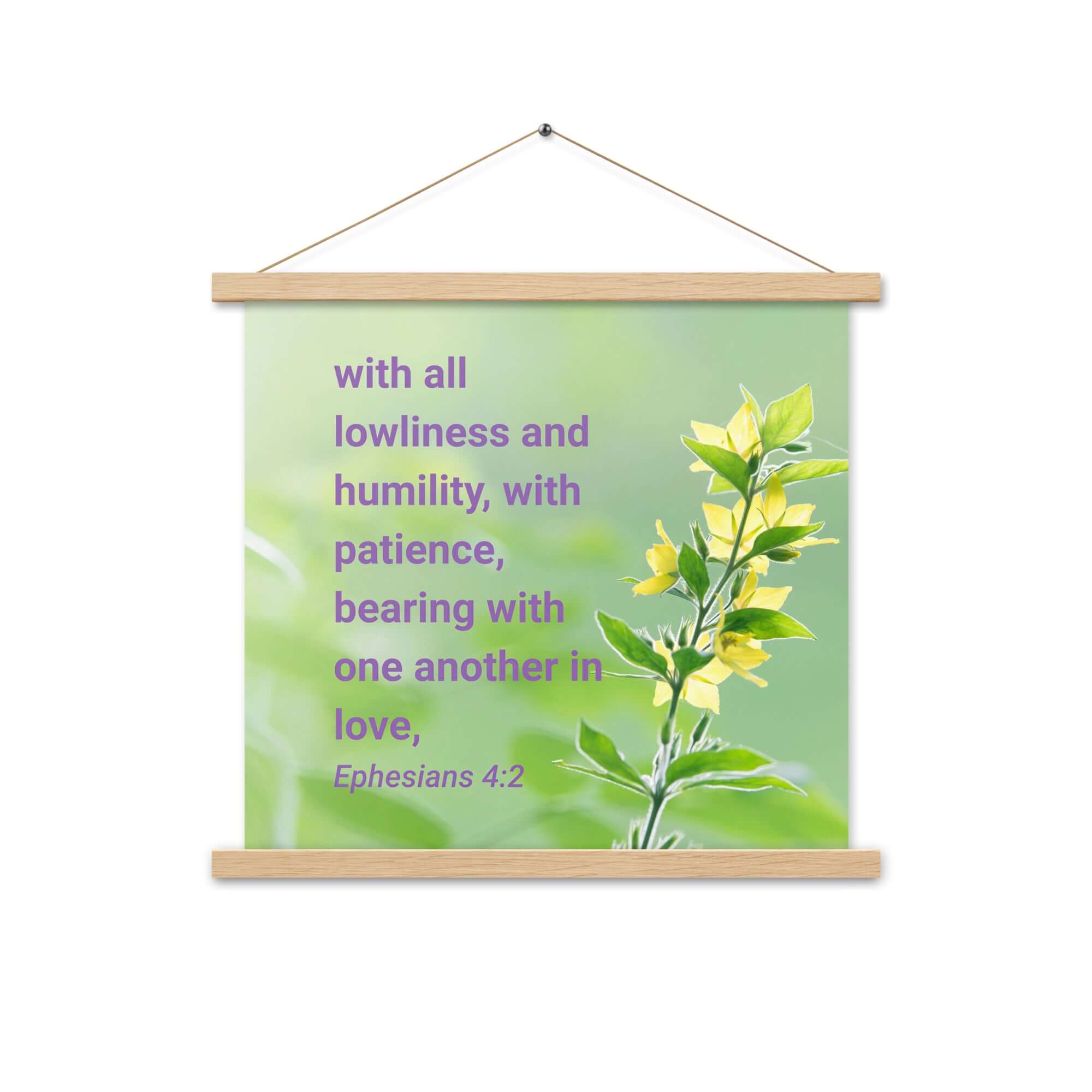 Ephesians 4:2 Bible Verse, one another in love Enhanced Matte Paper Poster With Hanger Wall Art Oak 18″×18″