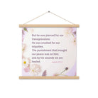 Isaiah 53:5 Bible Verse, by his wounds Enhanced Matte Paper Poster With Hanger Wall Art Oak 18″×18″